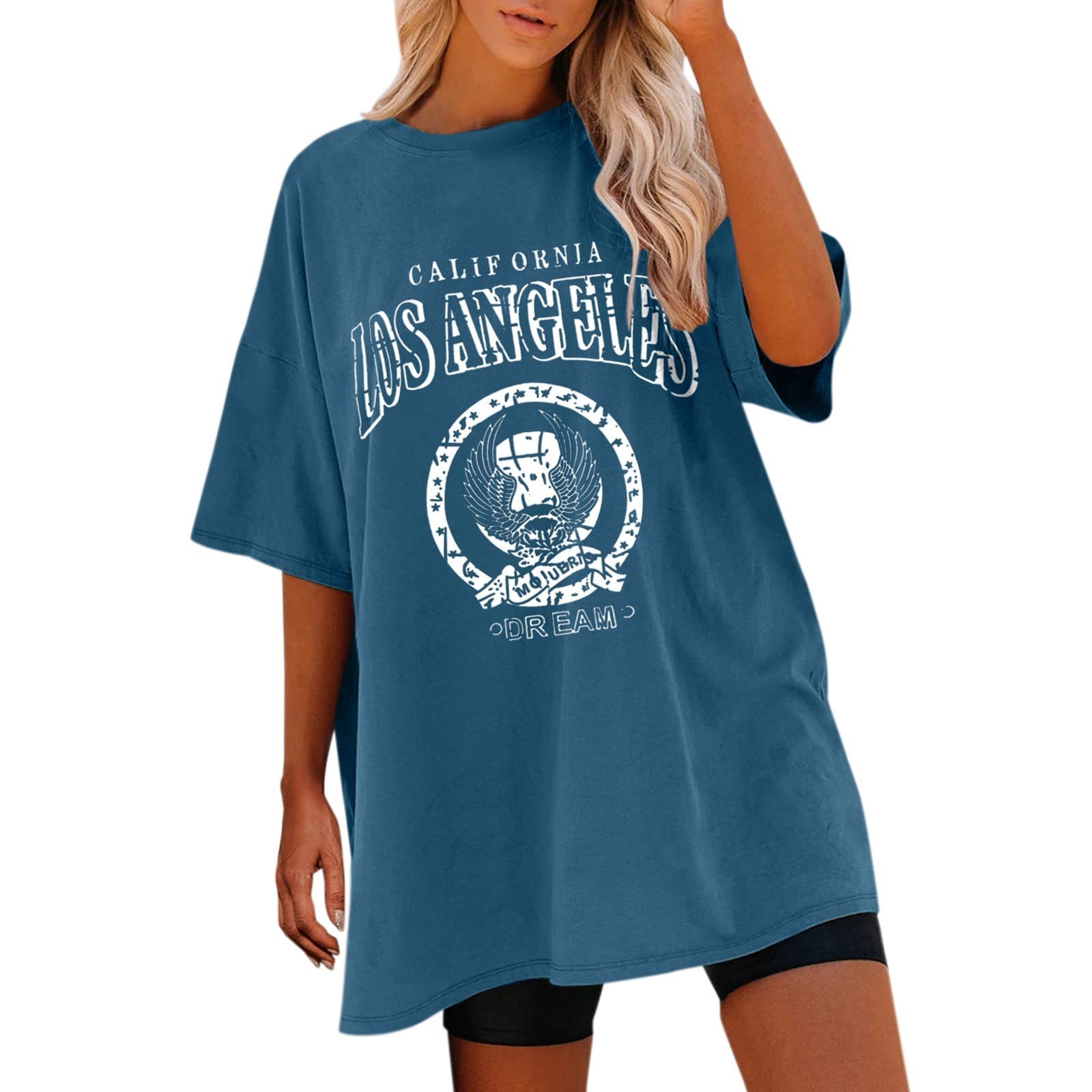 Funny Graphic Tees for Women - Oversized Short Sleeve T-Shirt with Sun and Moon Design | Casual Summer Top for Streetwear, Beach Outings & Festival Fashion