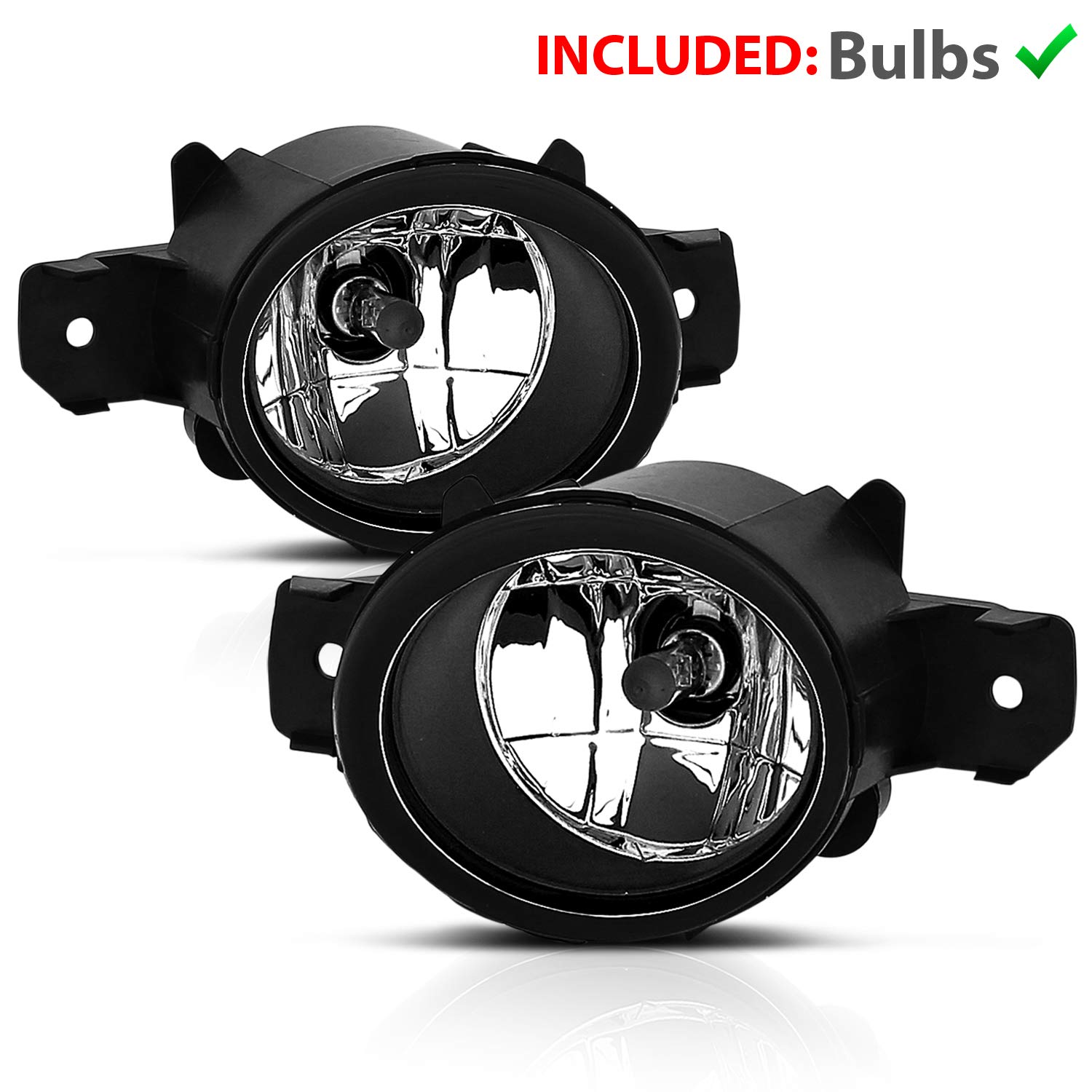 AmeriLite Fog Lights for 2014-2015 Nissan Versa Note - Durable Bumper Driving Lamps Pair (Left & Right Side) - Perfect for Night Driving and Low Visibility Conditions