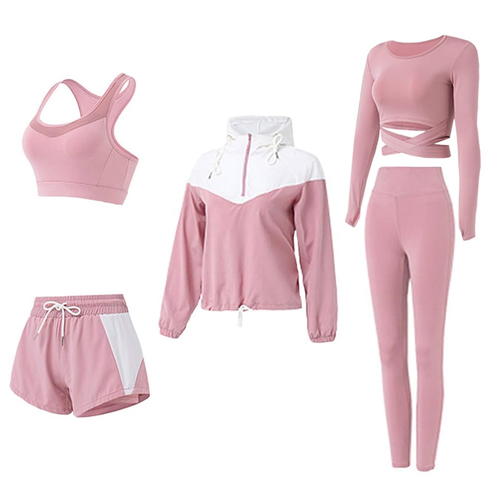 Nesyd 5-Piece Women's Workout Sets - Yoga, Gym, Running & Fitness Activewear Outfits | Perfect for Yoga Classes, Gym Training, Jogging & Outdoor Sports