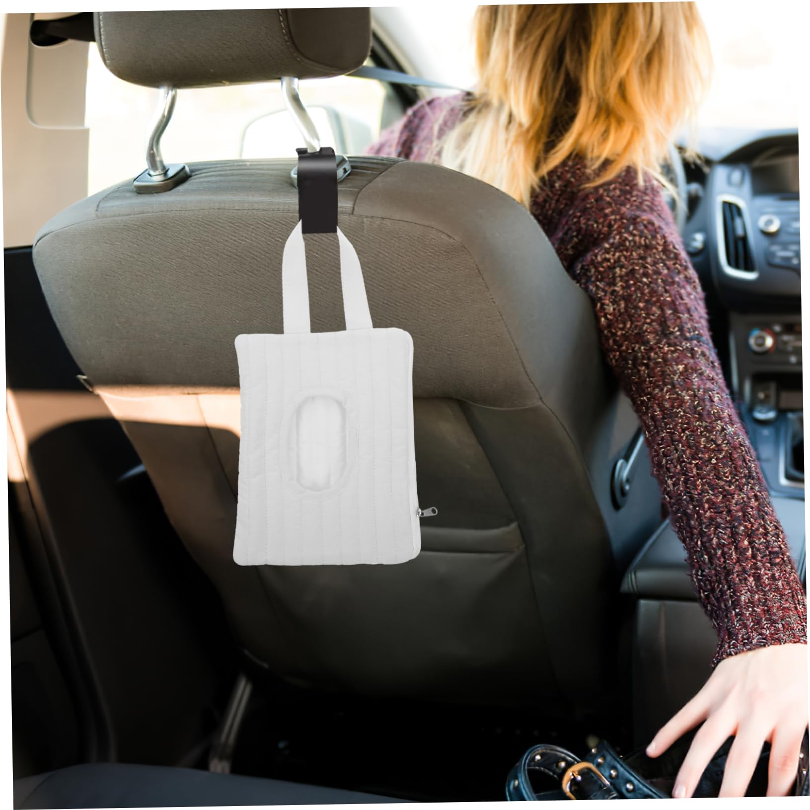 SECFOU Car Tissue Dispenser Box - Backseat Napkin Holder for Automotive, Easy Access Tissue Box Organizer for Cars, SUVs, and Trucks