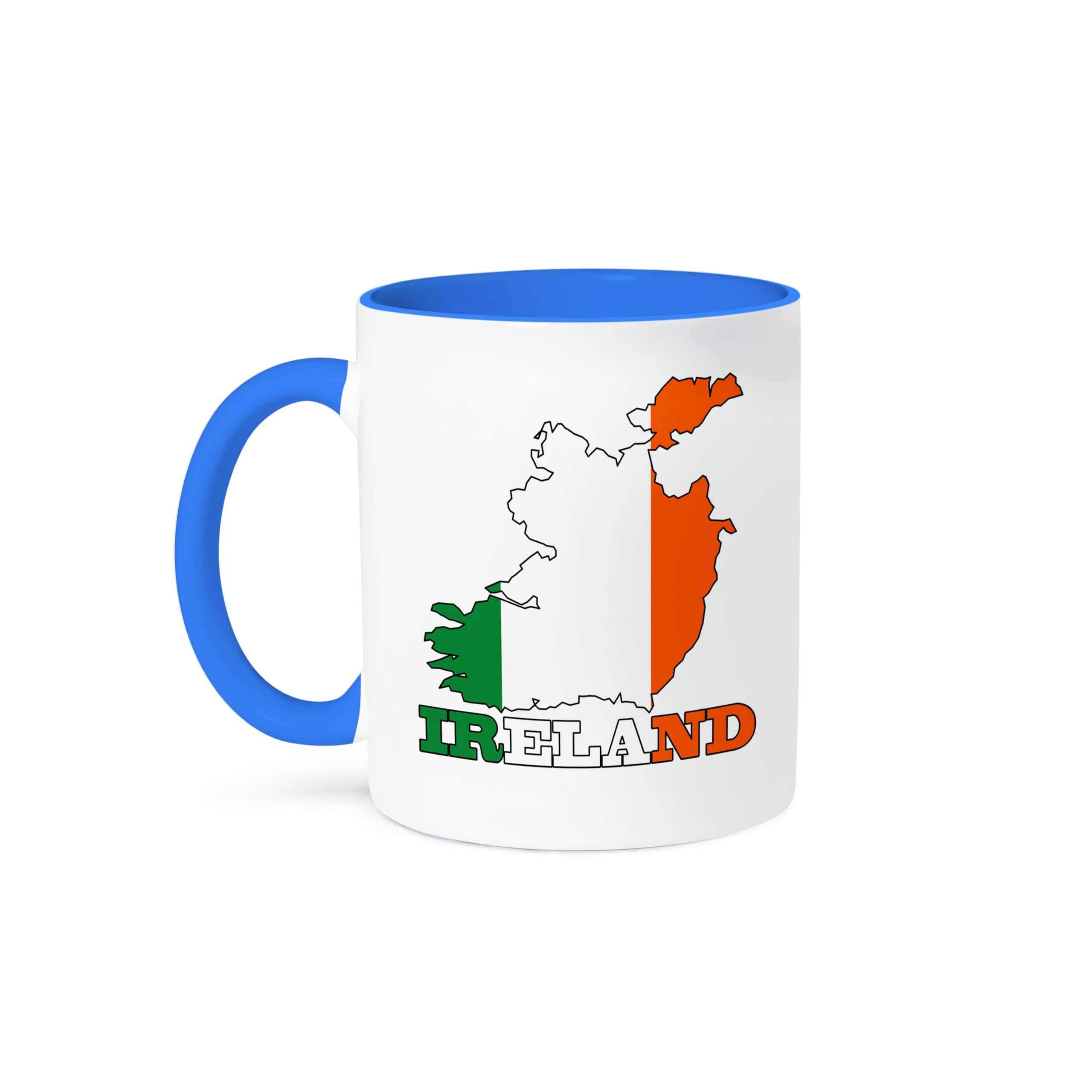 3D Printed 11oz Coffee Mug - Republic of Ireland Flag Outline Map with Country Name - Funny Novelty Gift for Irish Pride, St. Patrick's Day & Office Use