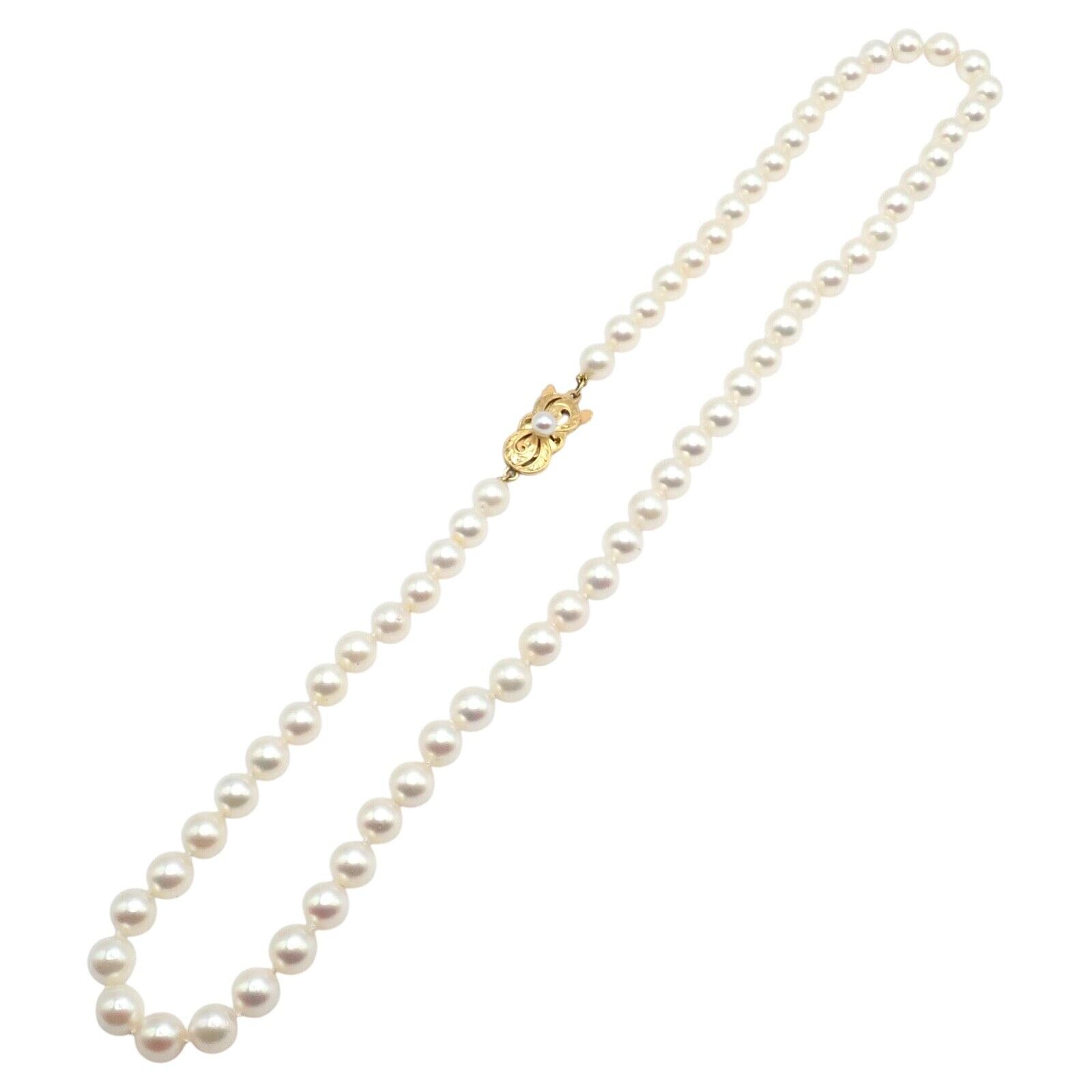 Authentic Mikimoto 18k Yellow Gold 6.5mm Pearl 18