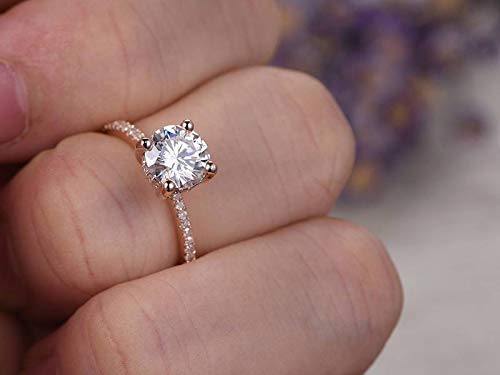 1.25 Carat Solitaire Moissanite & Diamond Engagement Ring in 14K Rose Gold - Perfect for Proposals, Weddings & Anniversary Gifts