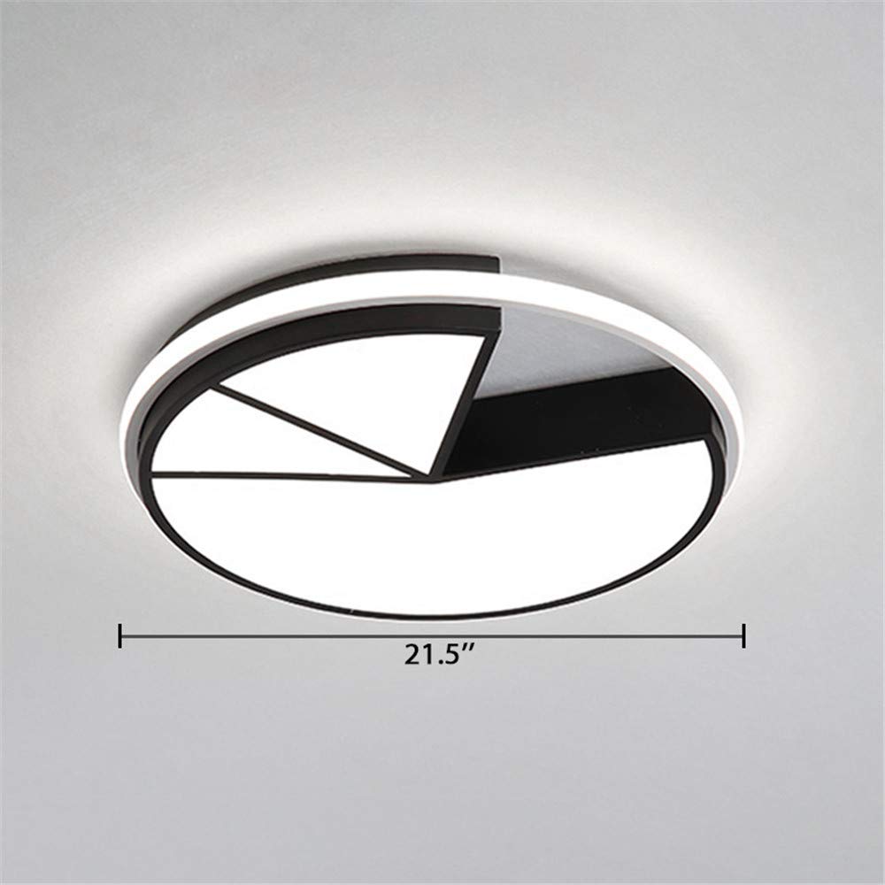 NIUYAO Modern Acrylic Geometric LED Ceiling Light Flush Mount - 21.5 Inch Contemporary White/Black Fixture with Warm Light (Bulb Included) - Perfect for Living Room, Bedroom, Kitchen & Office Lighting