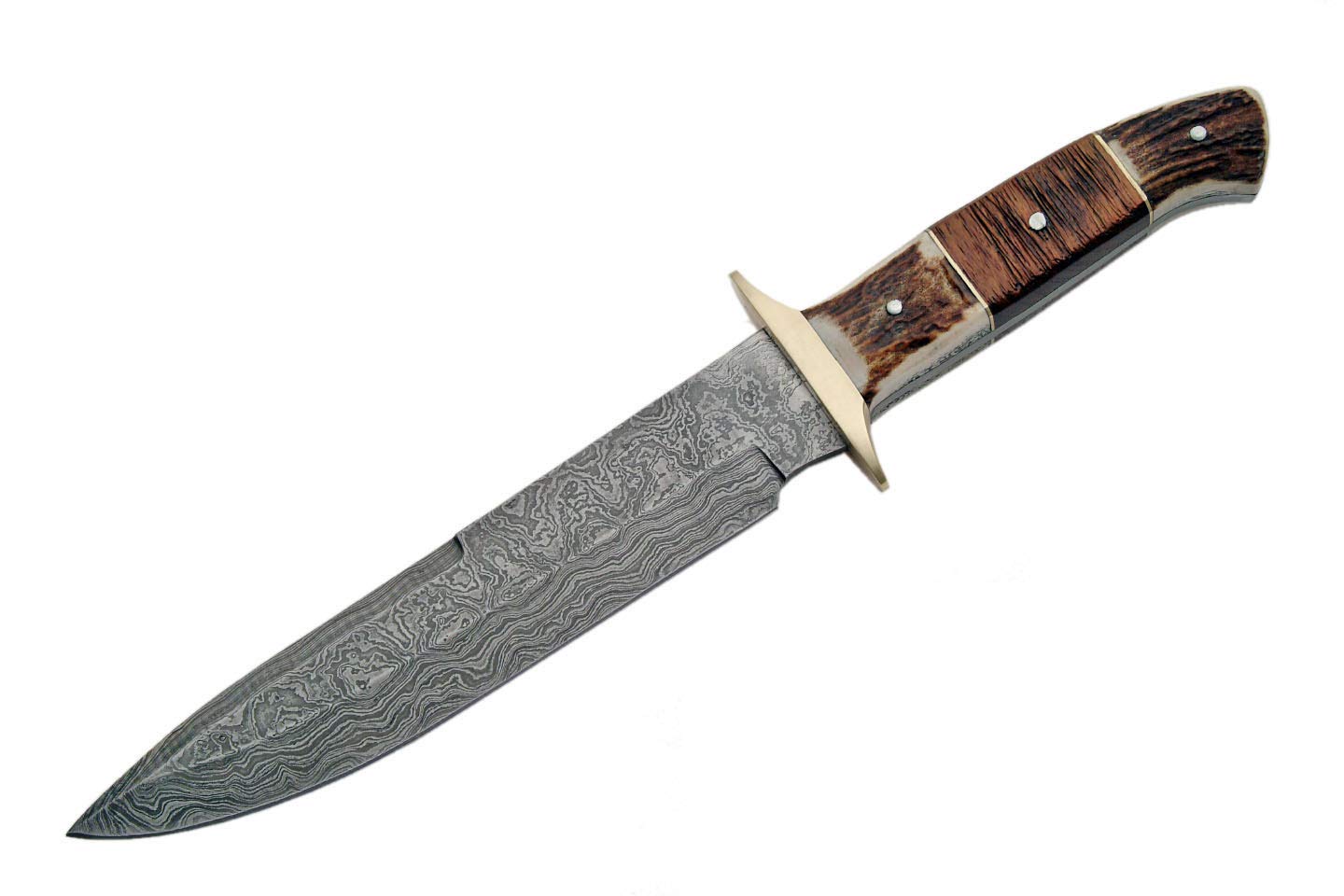 Premium Damascus Steel Bowie Knife - Szco Supplies Plainsman Hunting & Survival Knife | Outdoor Camping, Bushcraft & Tactical Use