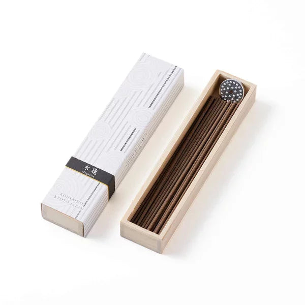 Premium Kousaido Magnolia Incense Sticks with Wooden Holder - 40 Count Set for Meditation, Yoga & Home Fragrance | Aromatherapy Gifts in Elegant Wooden Box