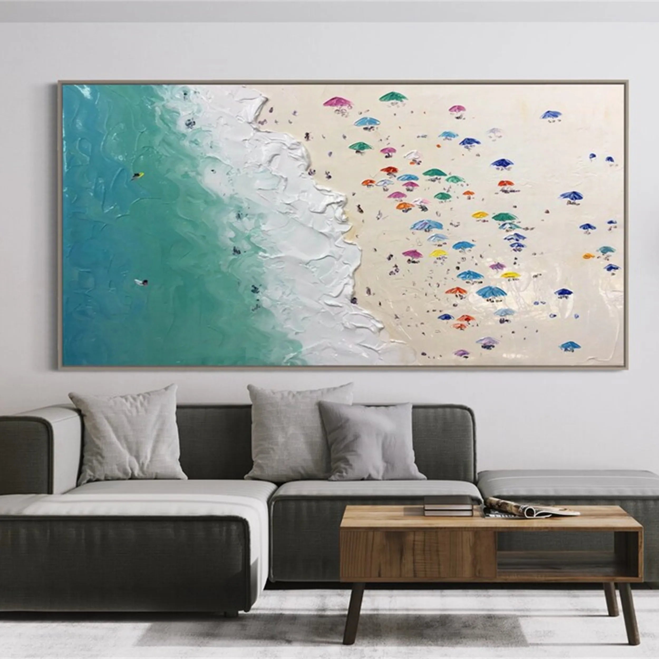 Seascape and Snowy Peak Painting #SP011 - Stunning Coastal and Mountain Landscape Artwork for Home & Office Decor