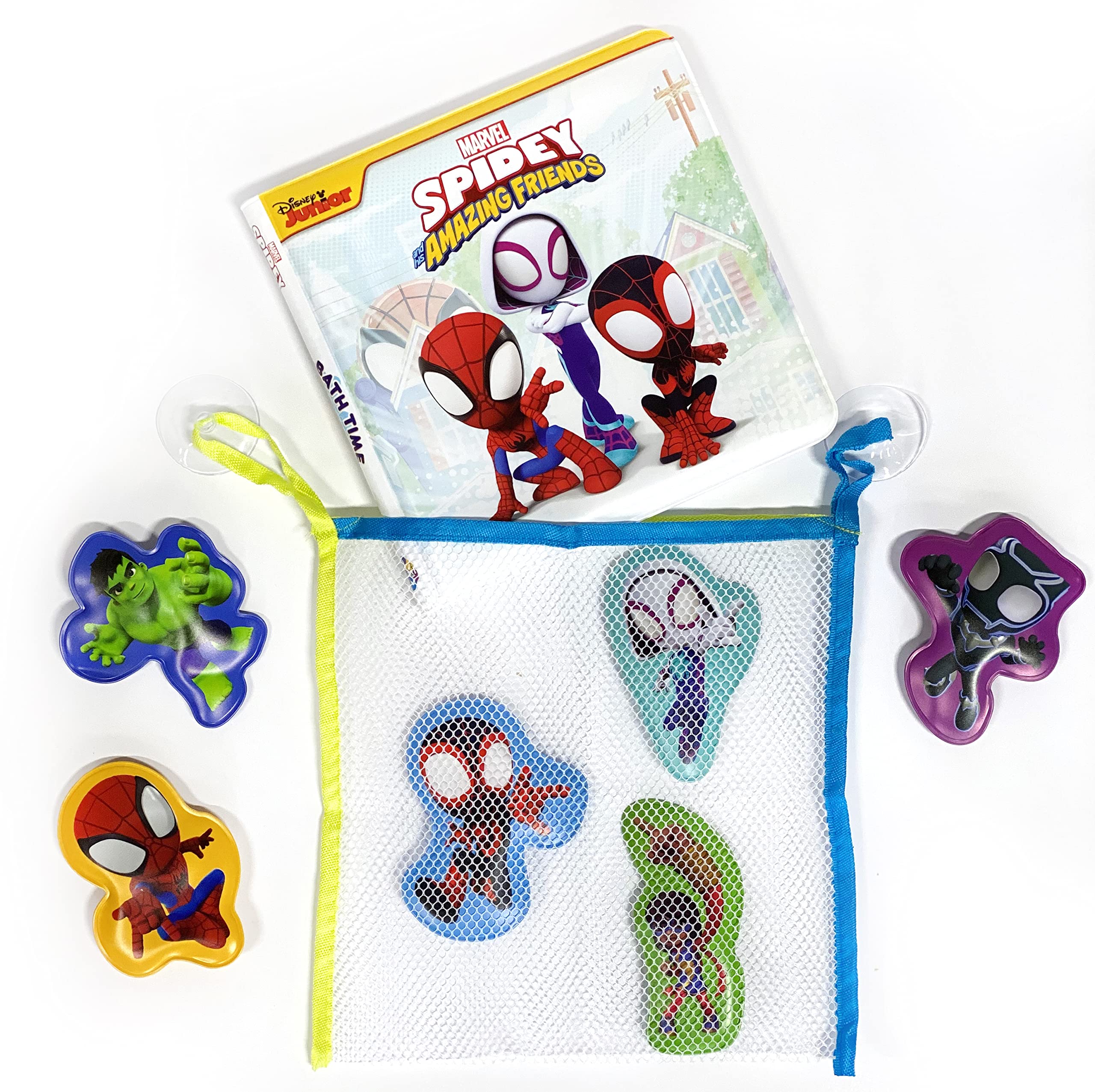 Marvel Spidey Bath Books for Kids - 6 Padded Suction Cups | Fun Bath Time Activity