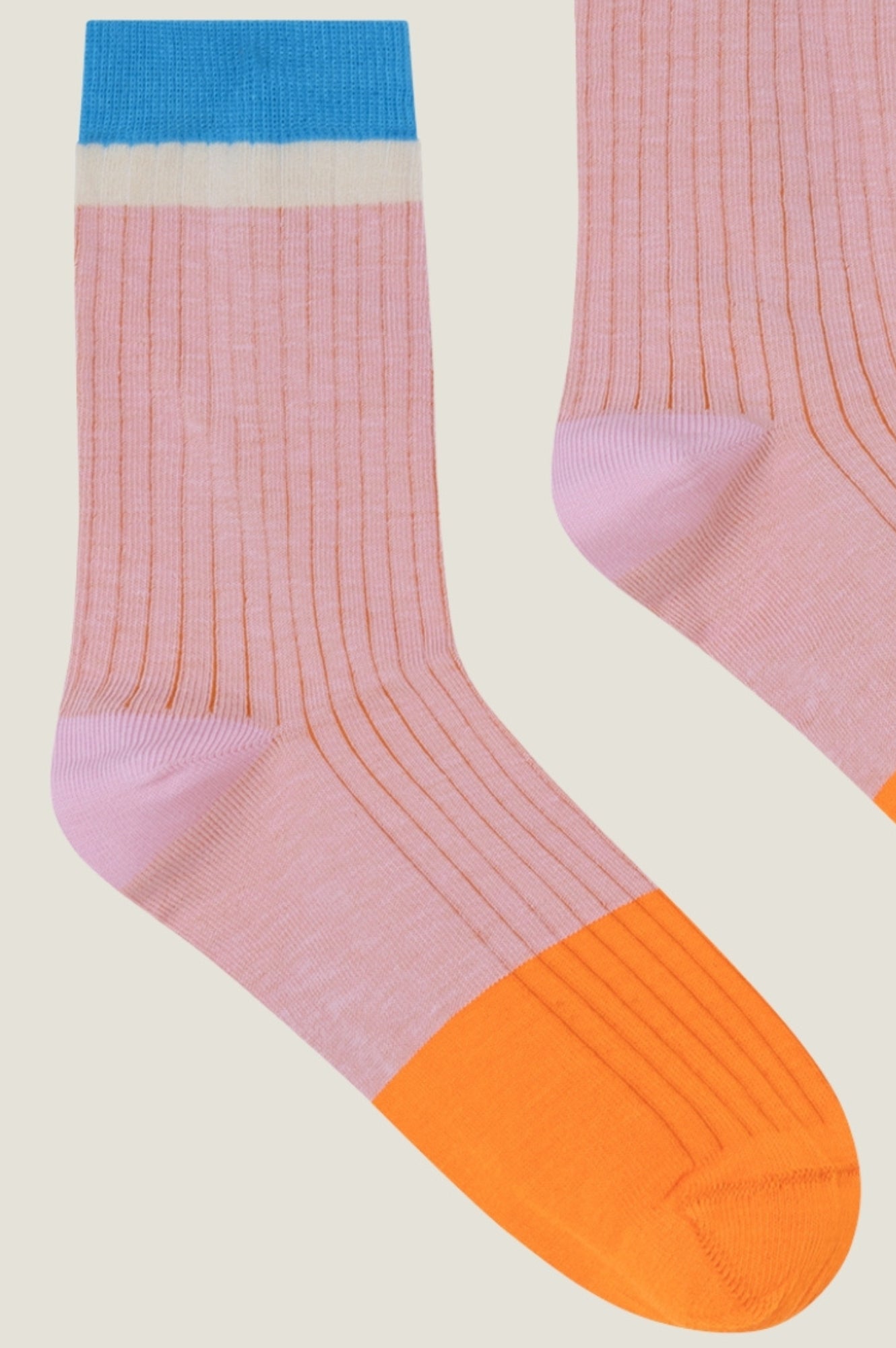 Striped Ribbed Socks for Women - Soft Comfortable Ankle Socks in Pink & Blue - Perfect for Casual Wear, Running, and Everyday Use