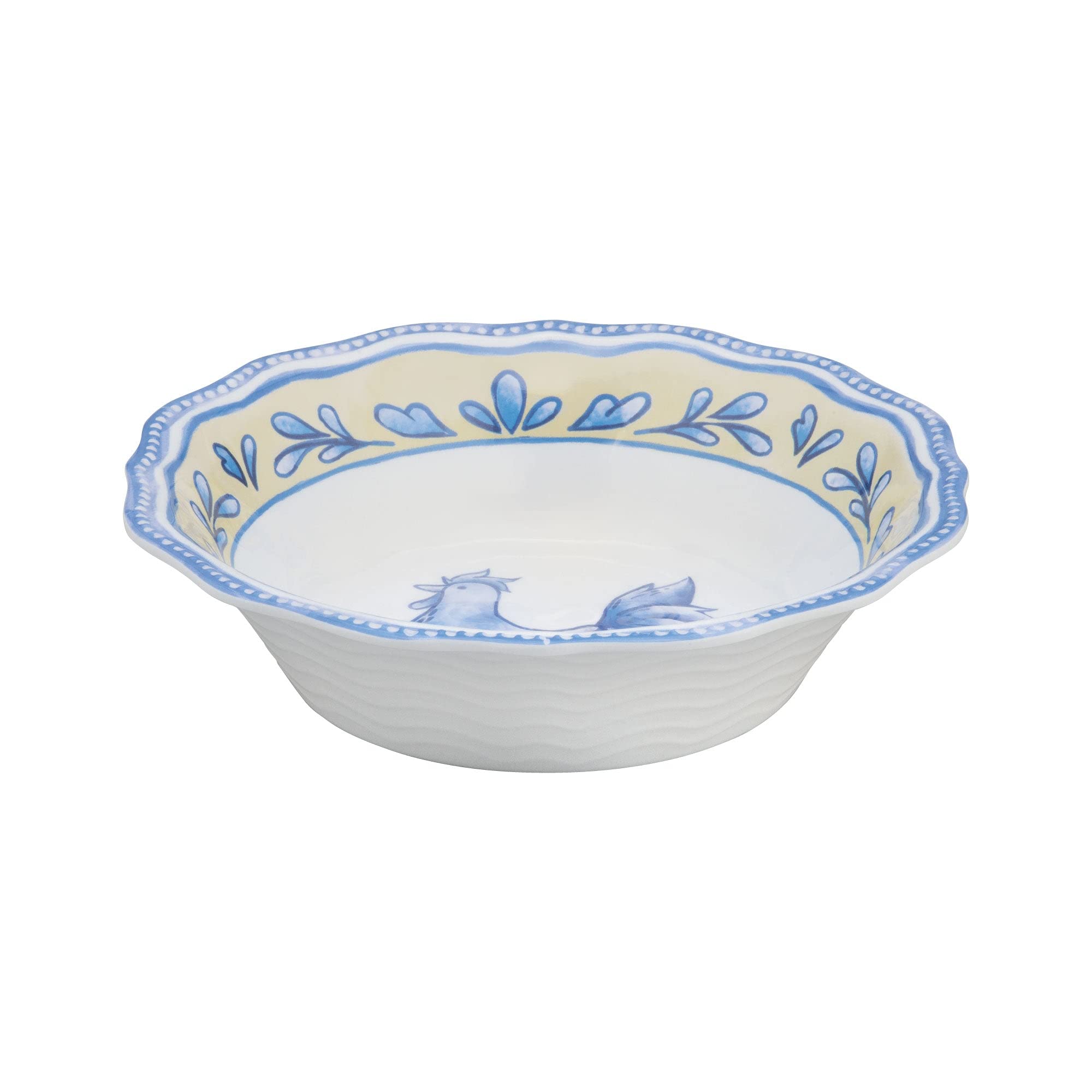 UPware 12-Piece Blue Rooster Melamine Dinnerware Set - Durable Outdoor Dishes, Plates & Bowls for 4 - Shatterproof & Lightweight for Picnics, Camping, and Patio Dining