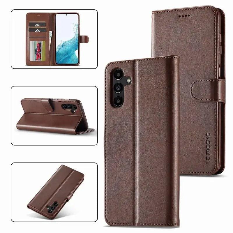 Samsung Galaxy S24 Genuine Leather Wallet Case - Slim Protective Cover with Card Slots for Daily Use & Travel