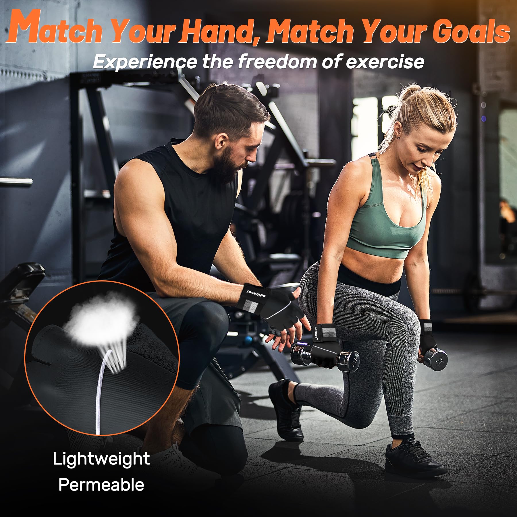 5-in-1 Workout Gloves for Men & Women - Breathable Weight Lifting Gloves with Anti-Slip Grip, Detachable Wrist Support & Mesh Storage Bag - Ideal for Gym Training, CrossFit, Powerlifting & Home Workouts