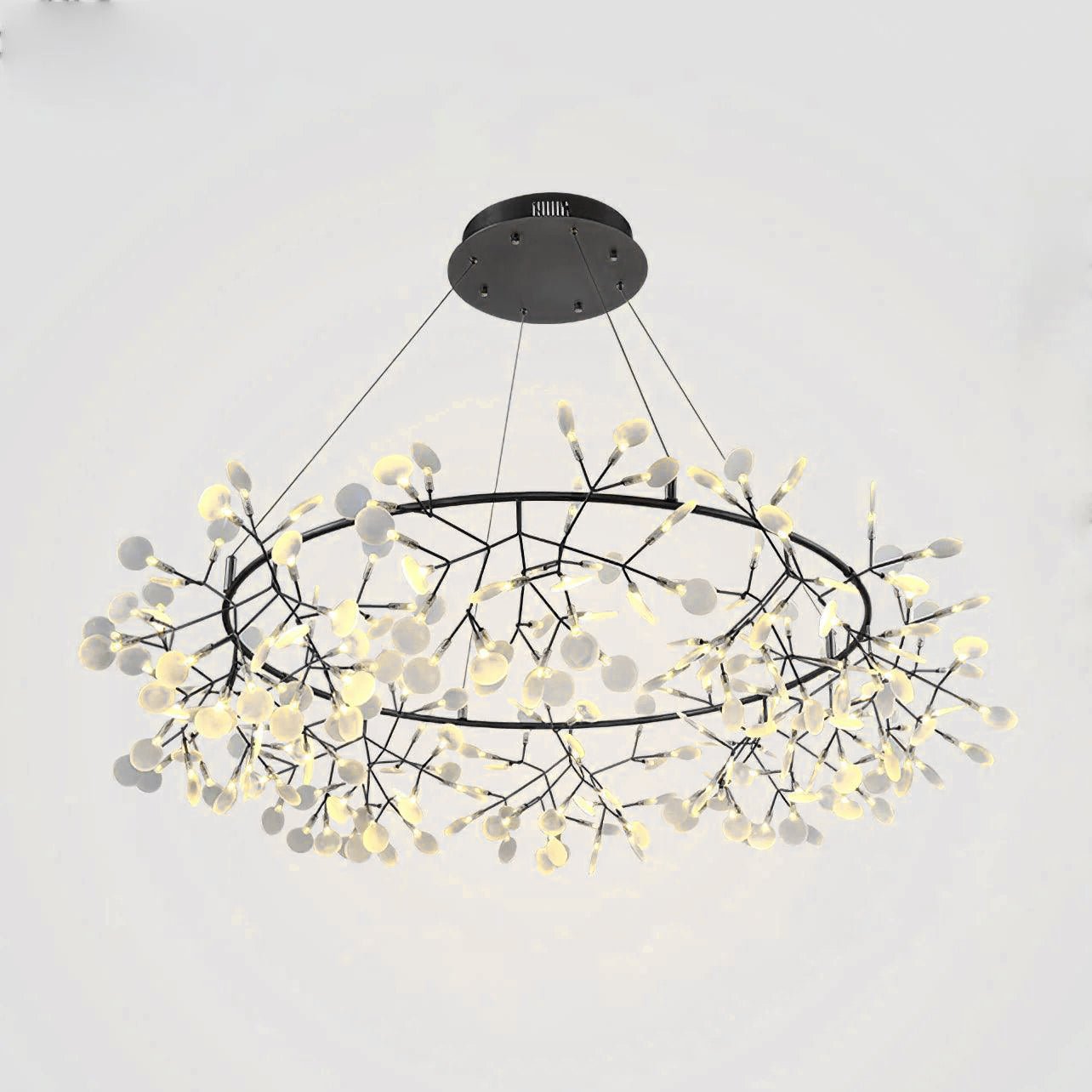 Black Big O Firefly LED Chandelier - Modern Crystal Ceiling Light Fixture for Dining Room, Living Room & Bedroom | Elegant Home Decor Lighting for Weddings & Parties