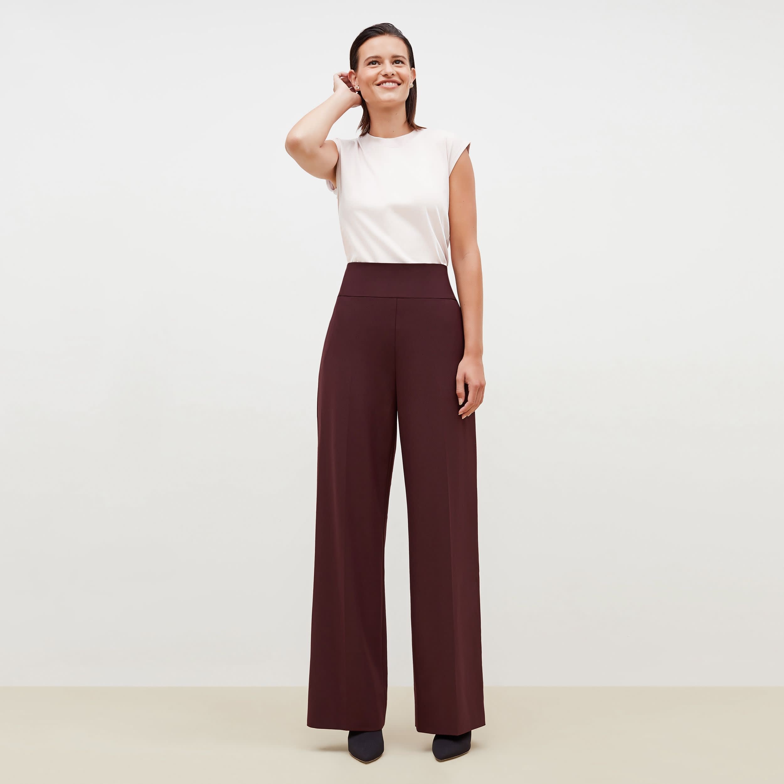 Hadley Pant - Sharkskin Garnet Color Women's Trousers for Office & Business Casual Wear