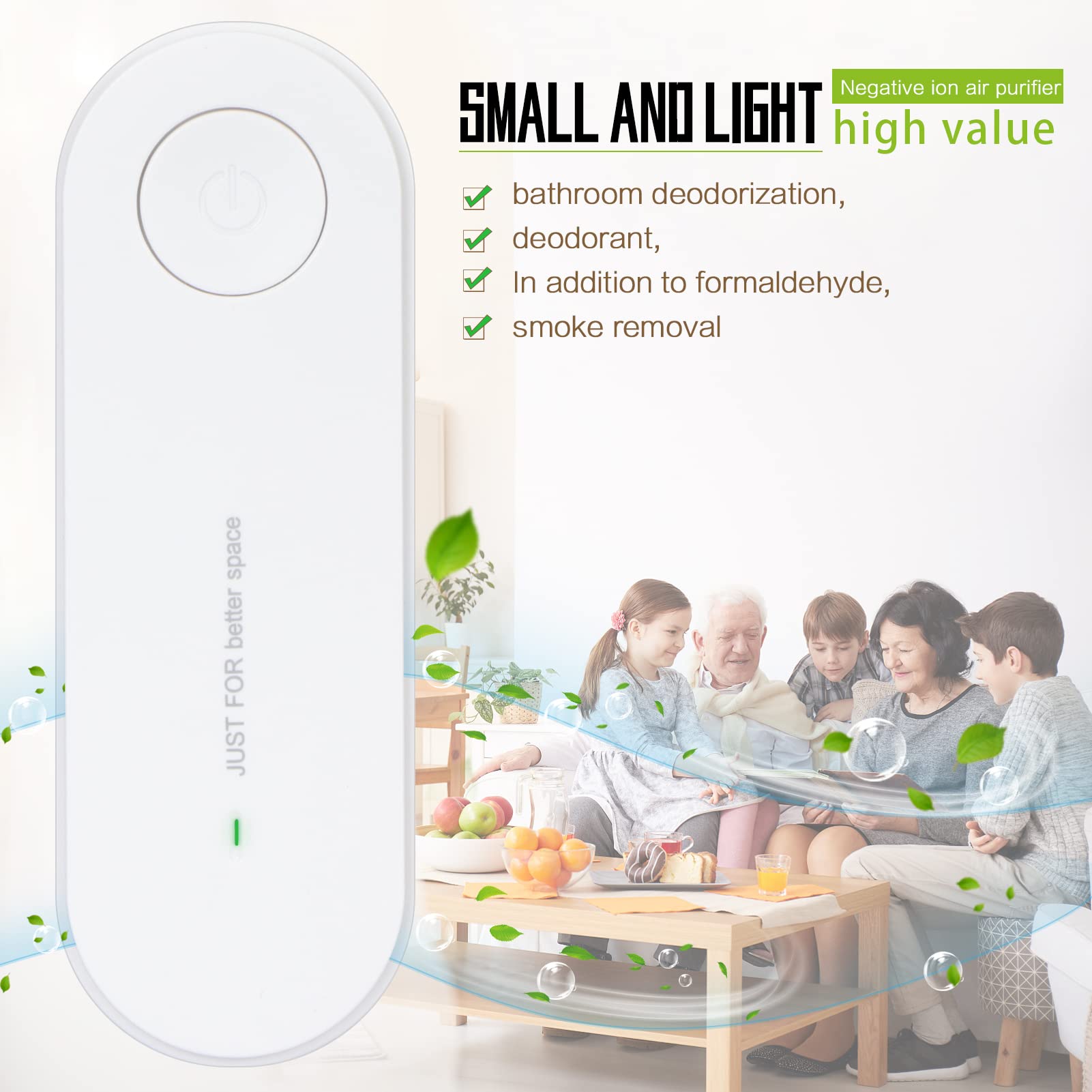 FYY Plug-in Negative Ion Air Purifier - Portable Mini Air Cleaner with Ionizer Technology for Home, Office, Bedroom, Car | Freshens Air & Reduces Odors in Living Rooms, Bathrooms, Pet Areas & Closets