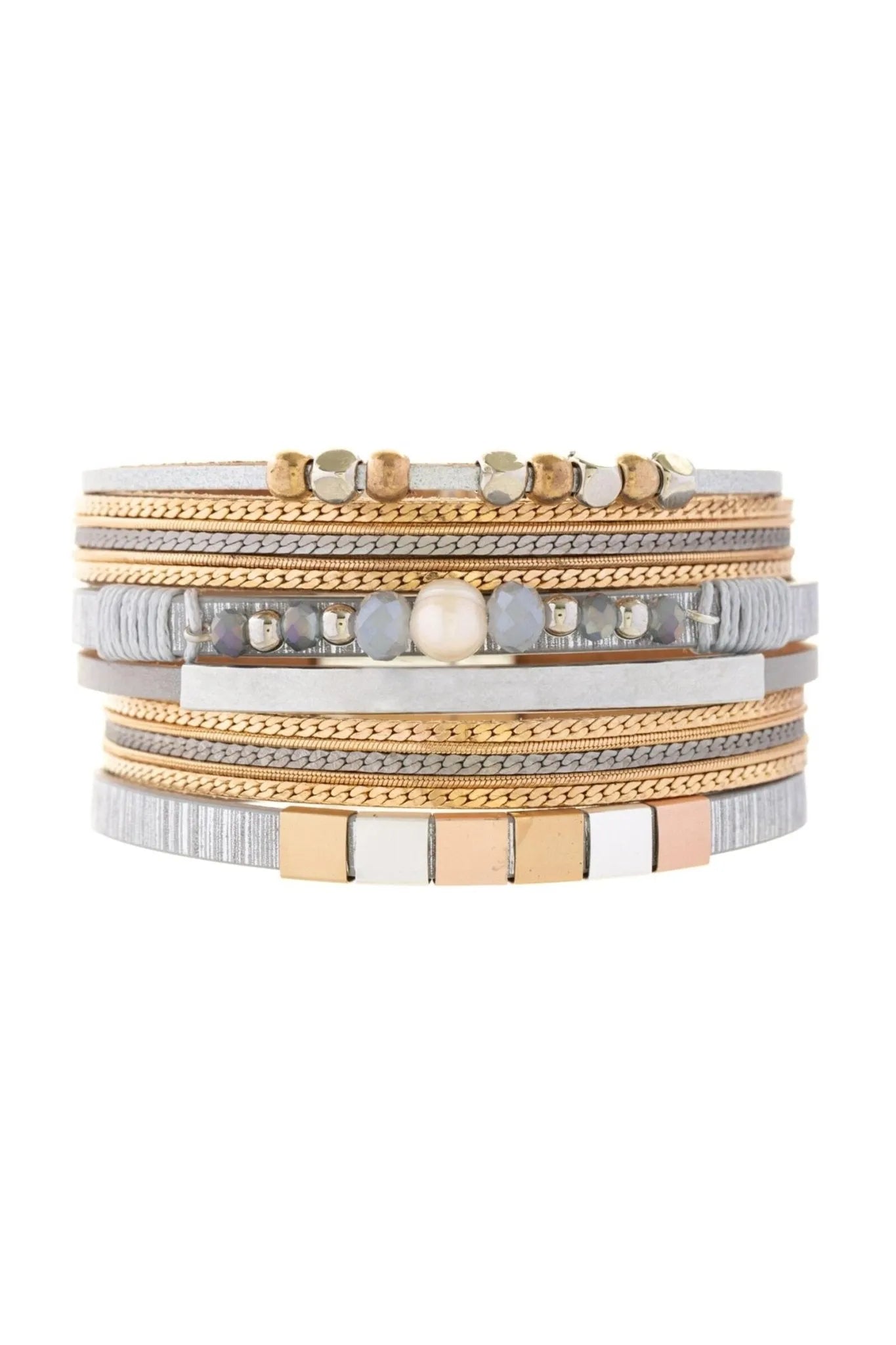 Elegant Metallic Chain Beaded Bracelet for Women - Fashion Jewelry Gift for Birthday, Party & Everyday Wear