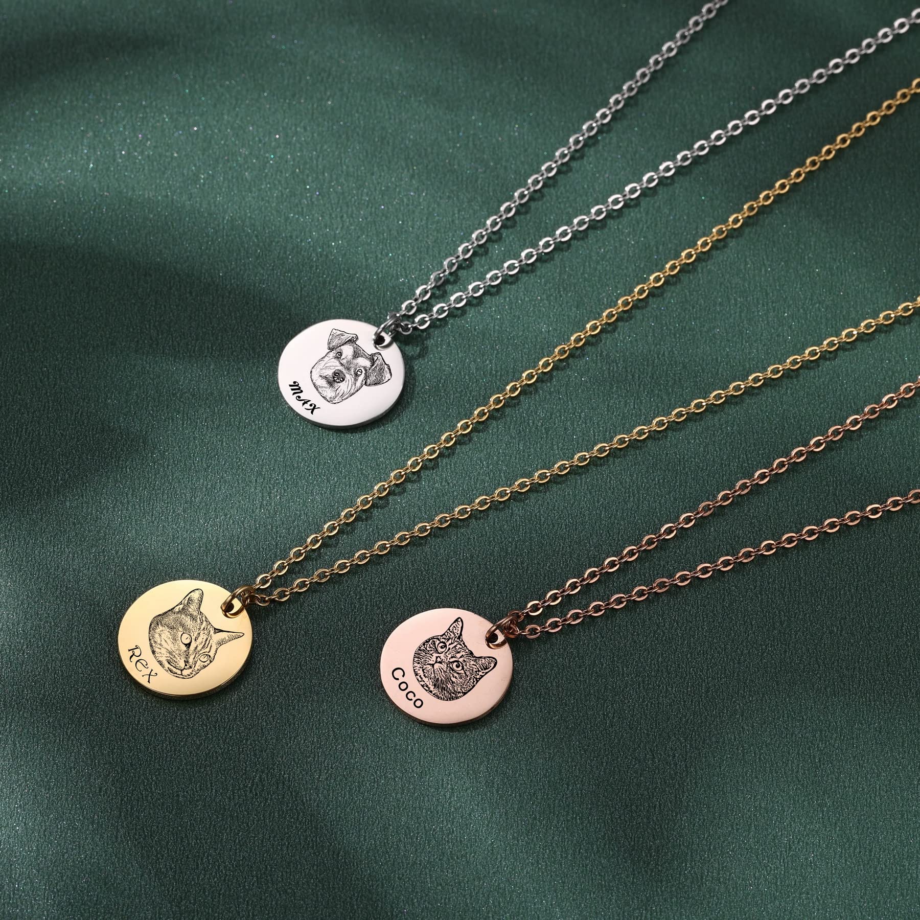 Custom Pet Portrait Necklace - Personalized Memorial Gift for Dog/Cat Lovers - Perfect for Pet Loss Comfort & Daily Wear