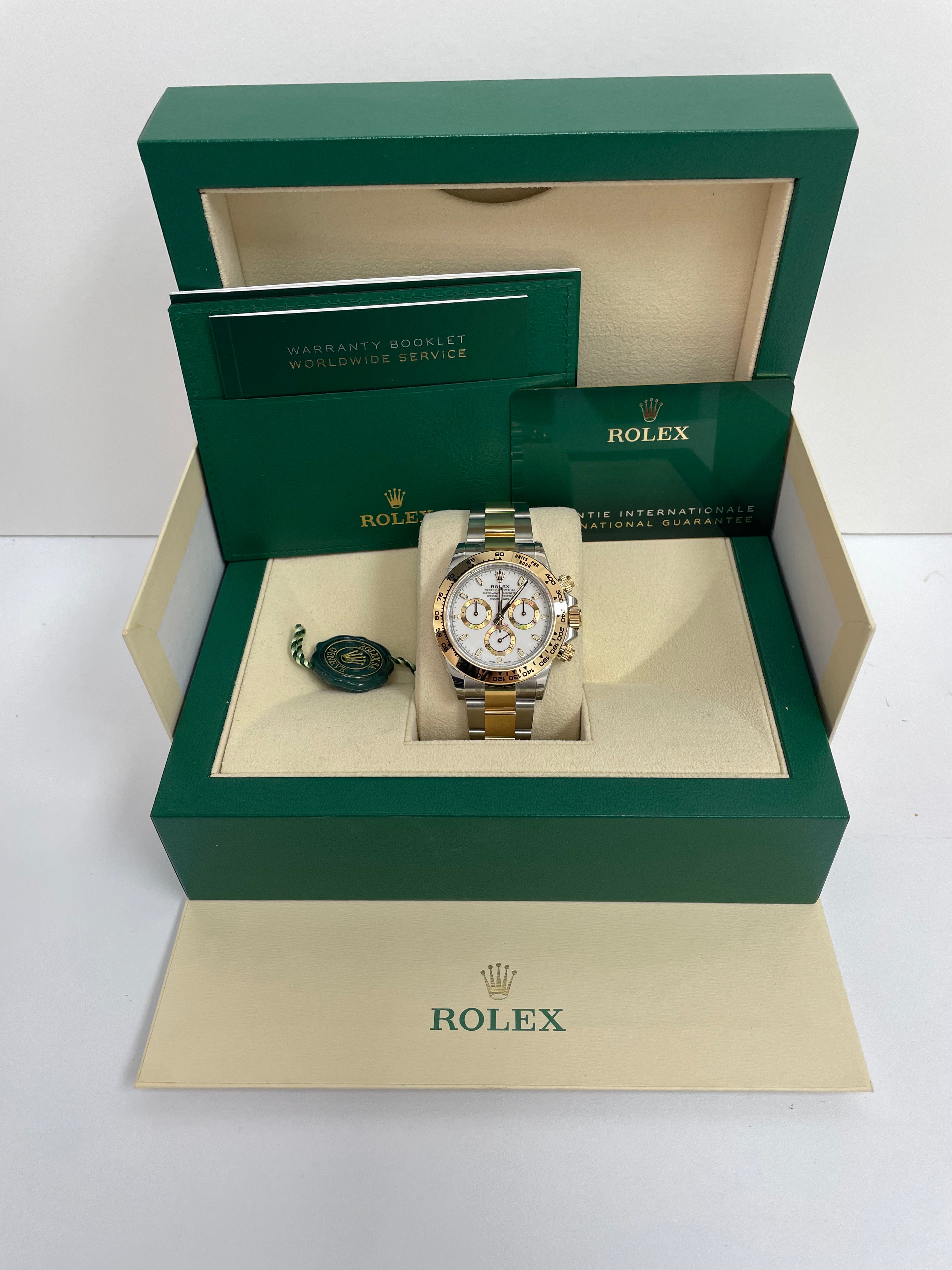 Rolex Daytona 40mm Yellow Rolesor Cosmograph White Index Dial Watch (Ref #116503) - Luxury Men's Chronograph for Business, Gifting & Special Occasions