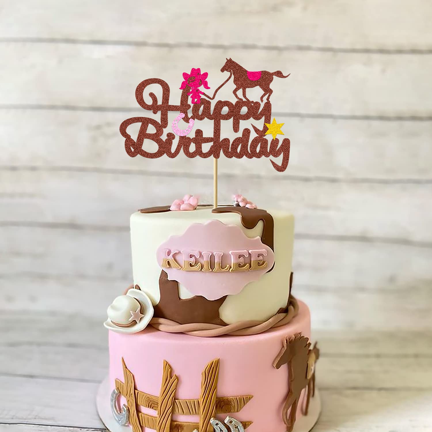 Western Cowgirl Cake Topper - Glitter Cowgirl & Horse Cake Decorations for Birthday Parties, Baby Showers, Bachelorette - Perfect for Girls & Women Cowgirl Theme Celebrations