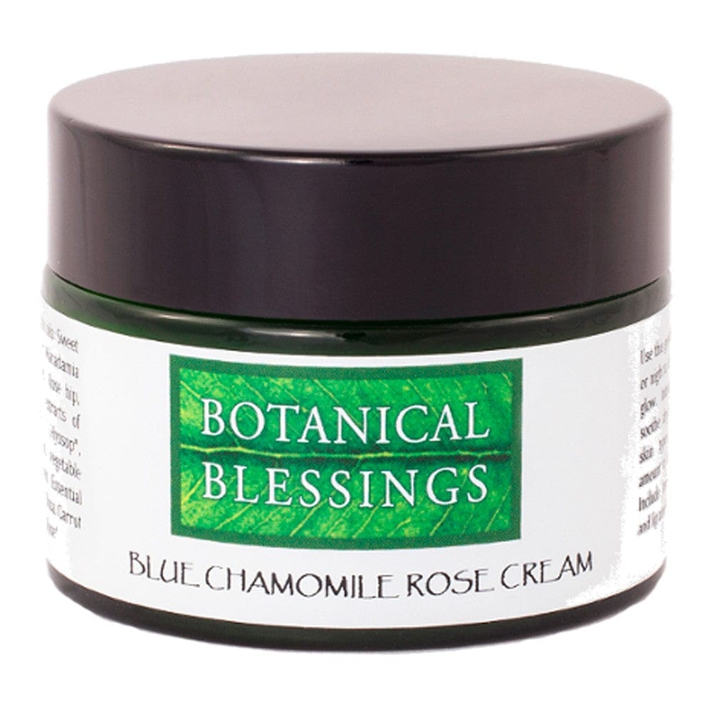 Blue Chamomile & Rose Natural Face Cream - Botanical Skincare for Dry & Sensitive Skin | Daily Moisturizer for Women, Night Cream for Hydration & Anti-Aging