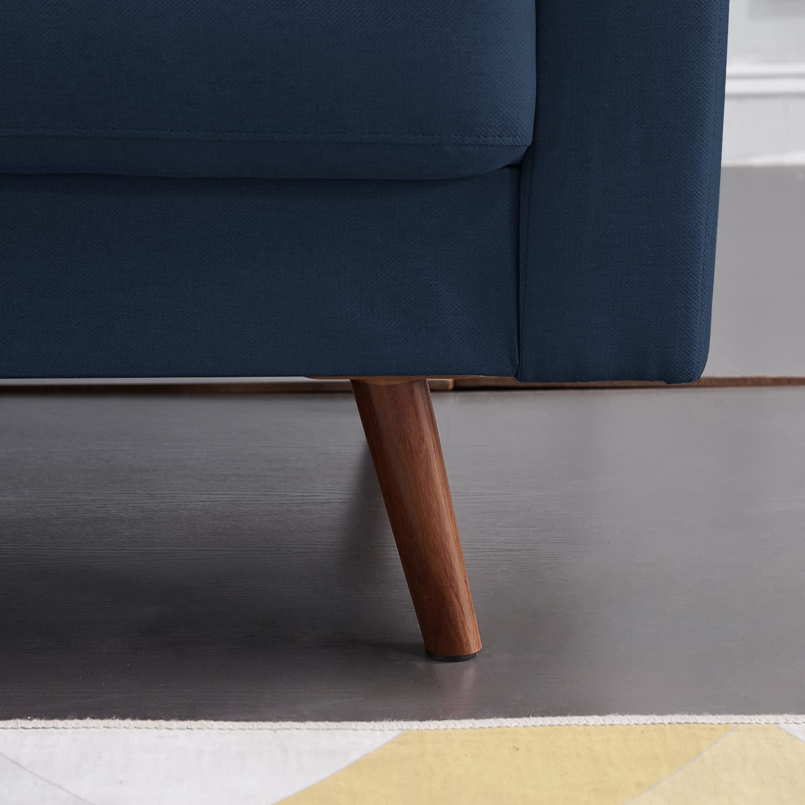 Modern Mid-Century Fabric Sofa - Small Blue Couch for Living Room, Soft Upholstery & Tool-Free Assembly | Perfect for Apartments, Studios & Cozy Spaces