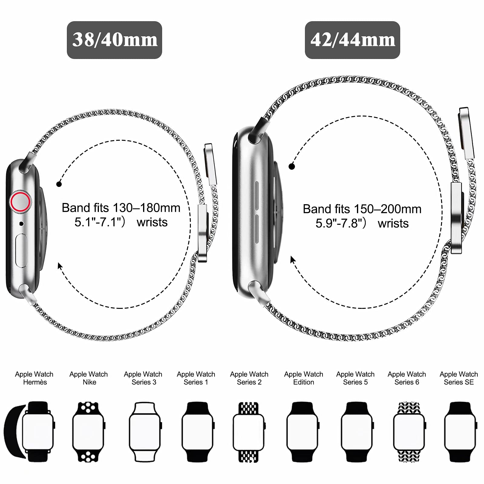 Premium Stainless Steel Magnetic Milanese Loop Band for Apple Watch 42mm/44mm/45mm - Compatible with iWatch Series SE 10/9/8/7/6/5/4/3/2/1 - Adjustable Metal Mesh Strap for Women & Men - Perfect for Workouts, Office & Everyday Wear