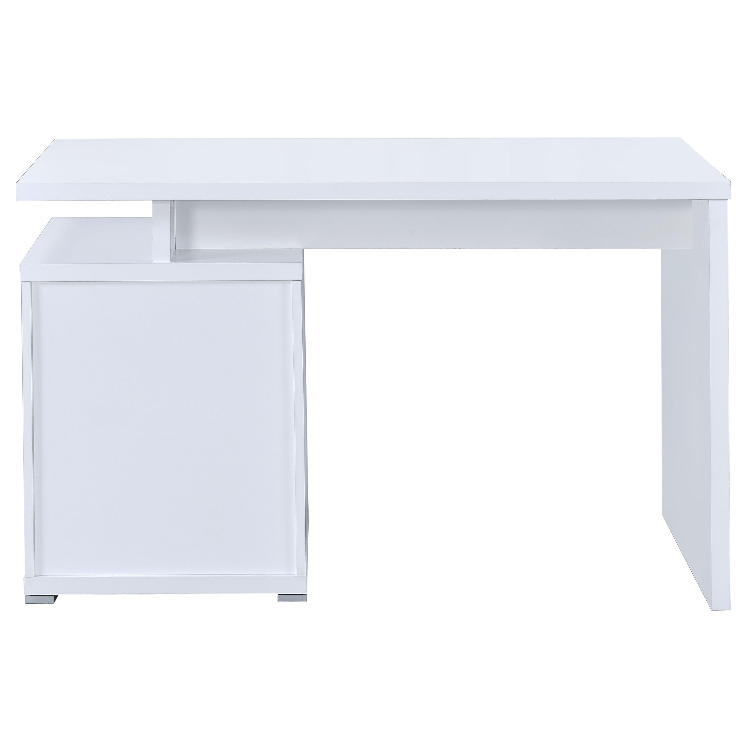White Coaster Furniture Office Desk with Cabinet - Modern Home & Office Workstation for Study, Work, and Storage