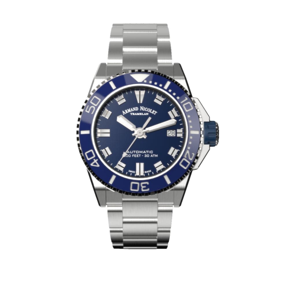 ARMAND NICOLET A481AGU-BU-MA2481AA Men's Luxury Automatic Watch - Swiss Made, Stainless Steel Case, Blue Dial - Perfect for Business, Formal & Special Occasions