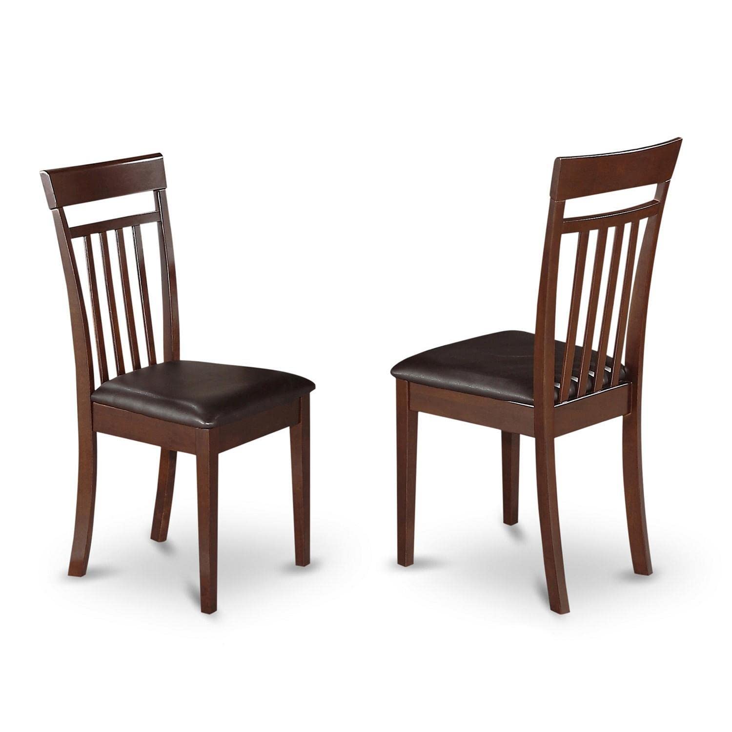 East West Furniture DLCA3-MAH-LC 3-Piece Mahogany Dining Set with Round Drop-Leaf Table & 2 Faux Leather Chairs, 42x42 Inch - Perfect for Small Kitchens, Breakfast Nooks & Compact Dining Spaces