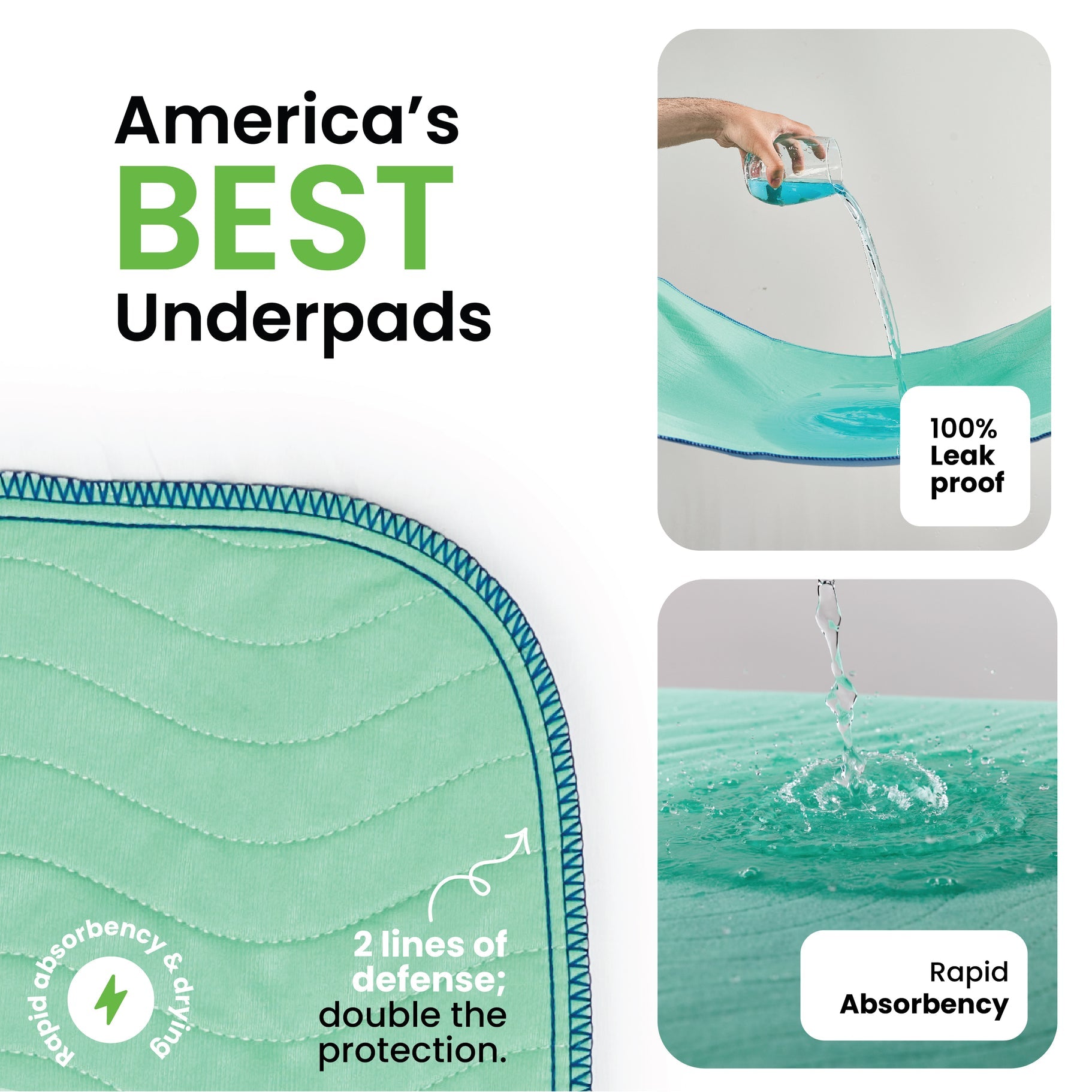 Improvia Washable Underpads for Incontinence - 2 Pack | Waterproof Bed Pads for Adults & Pets | Reusable & Absorbent for Home, Hospital, or Travel Use
