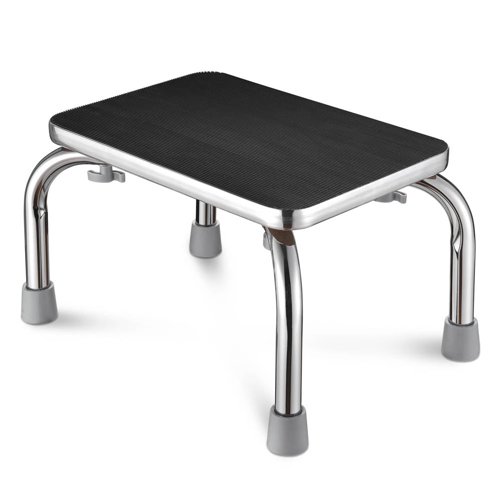 TheLAShop Chrome Steel Step Stool - 16x13x9 Inches, Heavy Duty Kitchen & Bathroom Step Ladder, Non-Slip Safety Stool for Home, Office, and Garage Use
