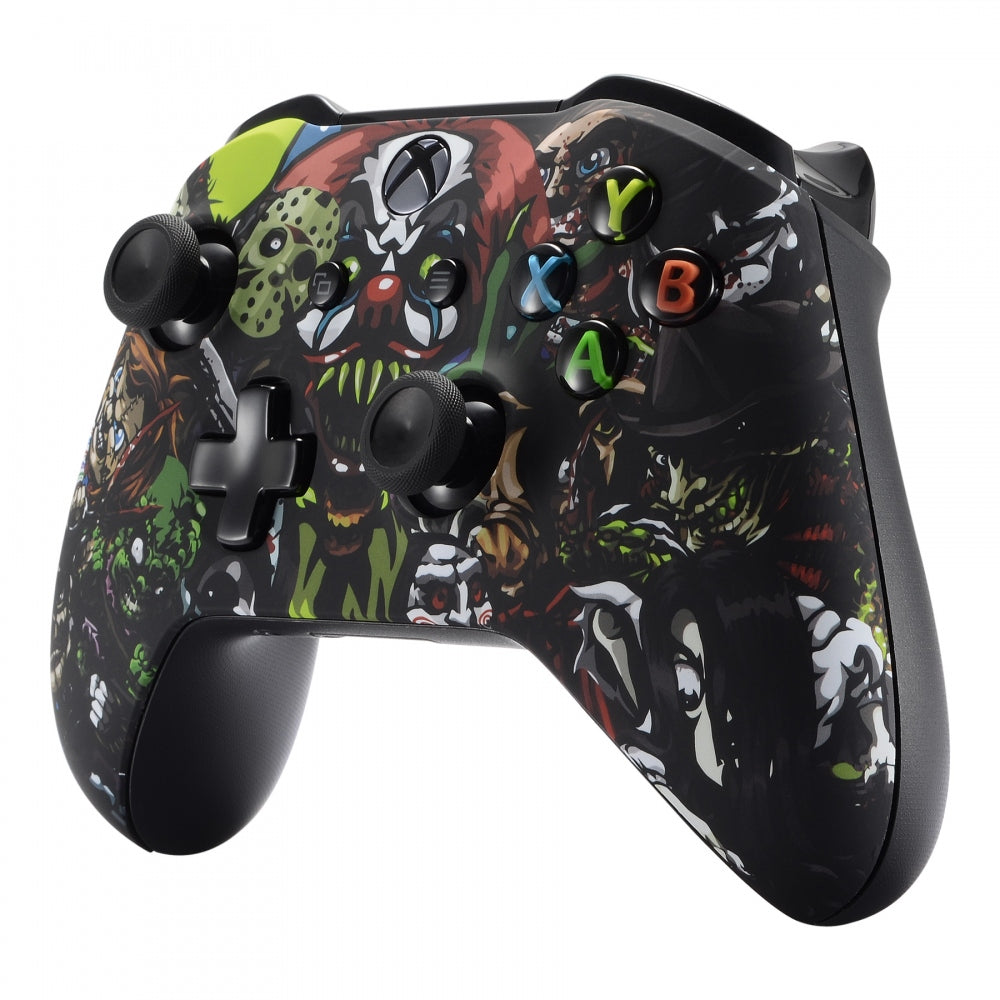 eXtremeRate Scary Party Bomb Faceplate Cover - Soft Touch Front Housing Shell with Comfortable Grip for Xbox One X & One S Controller Replacement (SXOFT11X) - Perfect for Gaming Parties & Horror-Themed Events