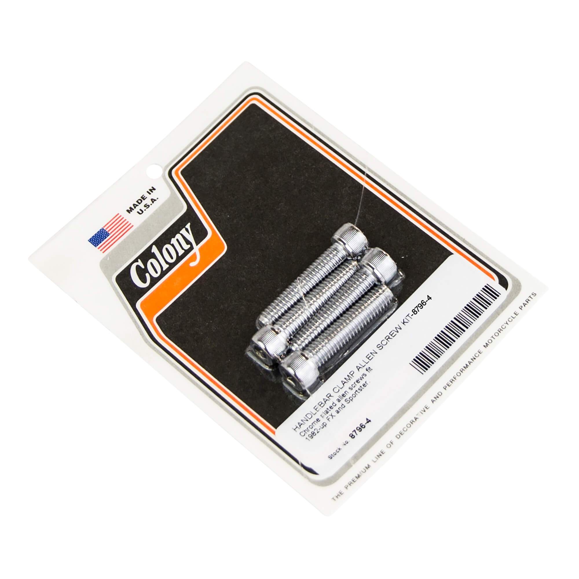 Harley Davidson FX/XL 4 Handlebar Clamp Allen Screw Kit Chrome Plated (1982 & Up) - Perfect for Motorcycle Maintenance & Custom Upgrades