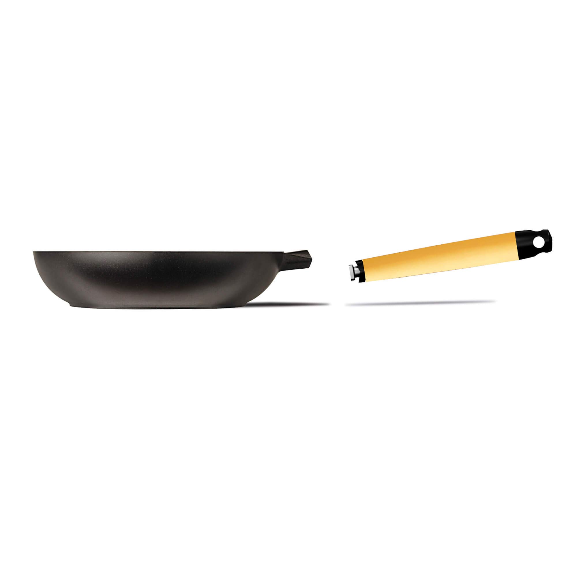 8-22 Inch Nonstick Frying Pan with Removable Steel Handle, 22cm Cast Aluminum Skillet, Yellow Cookware for Kitchen - Perfect for Sautéing, Frying Eggs & Pancakes