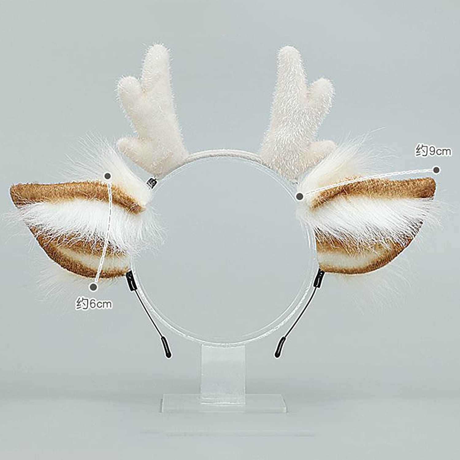 Cute Furry Reindeer Headband for Cosplay - Christmas Deer Hair Accessories for Women & Girls - Perfect for Holiday Parties, Costume Events & Festive Photos