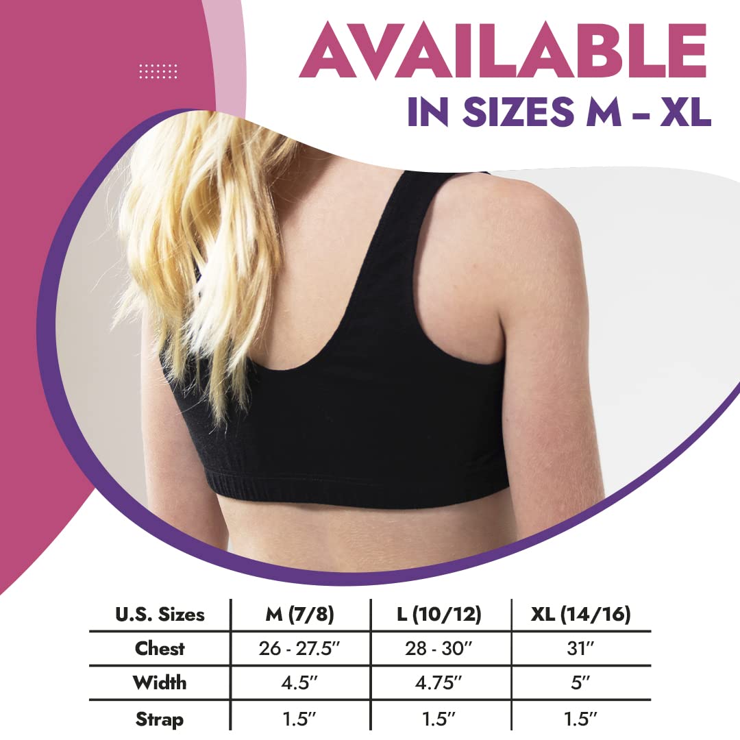 Best Girls Sports Racerback Bra - Breathable Training Bras for Teens in Print & Solid Colors - 2 Pack - Perfect for Gym, Yoga & Running Activities