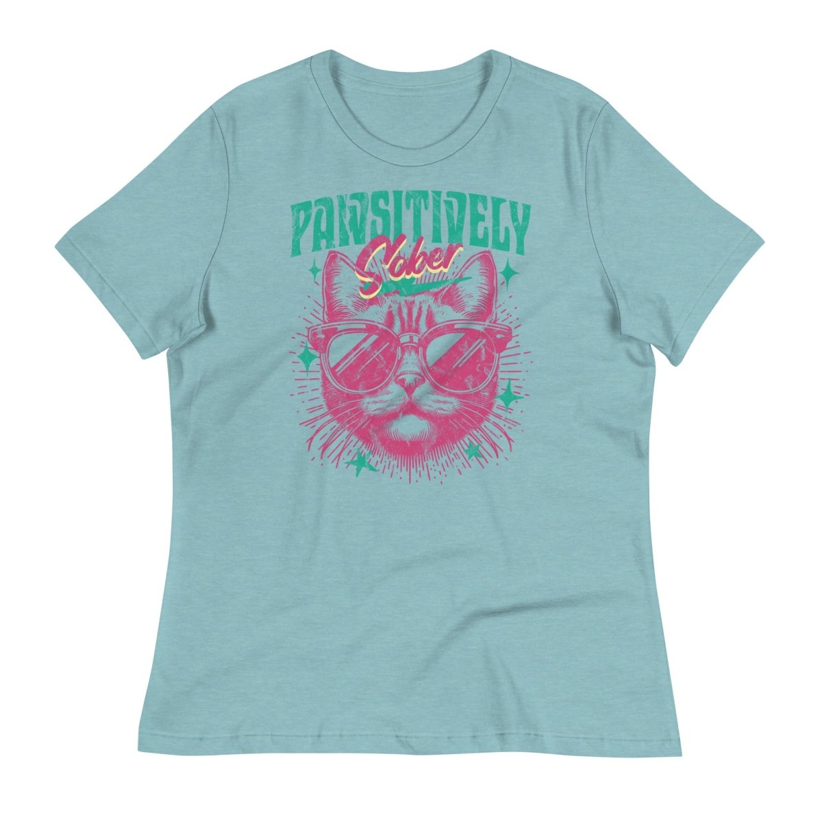 Relaxed Pawsitively Sober T-Shirt for Women - Soft Comfort Fit Tee with Inspirational Message | Perfect for Sober Living, Recovery Support & Casual Everyday Wear