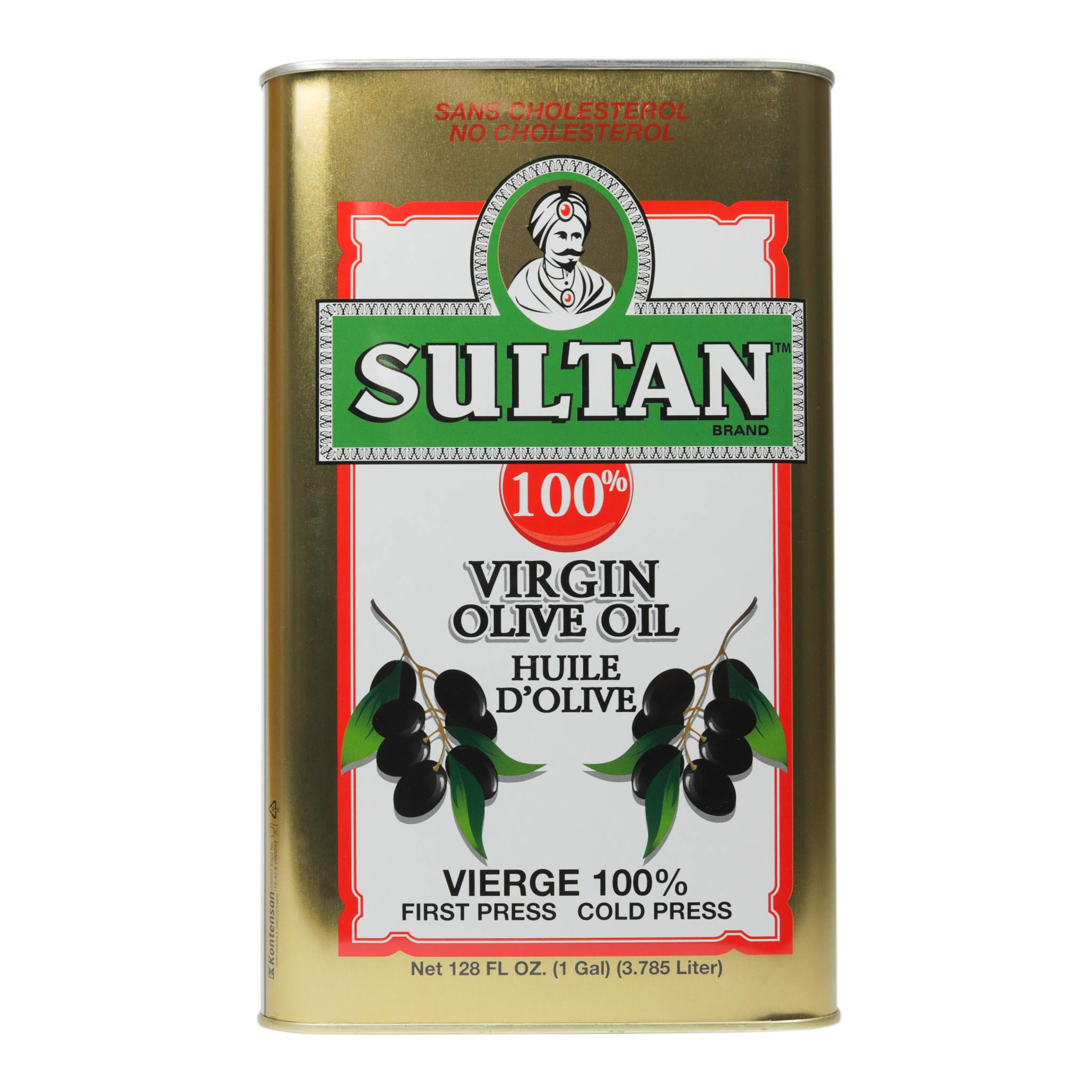 Premium Sultan Virgin Olive Oil - First Cold Pressed, 100% Pure, No Additives, No Preservatives, Cholesterol Free - 128 Fl Oz (1 Gallon) - Perfect for Cooking, Salad Dressing & Healthy Recipes