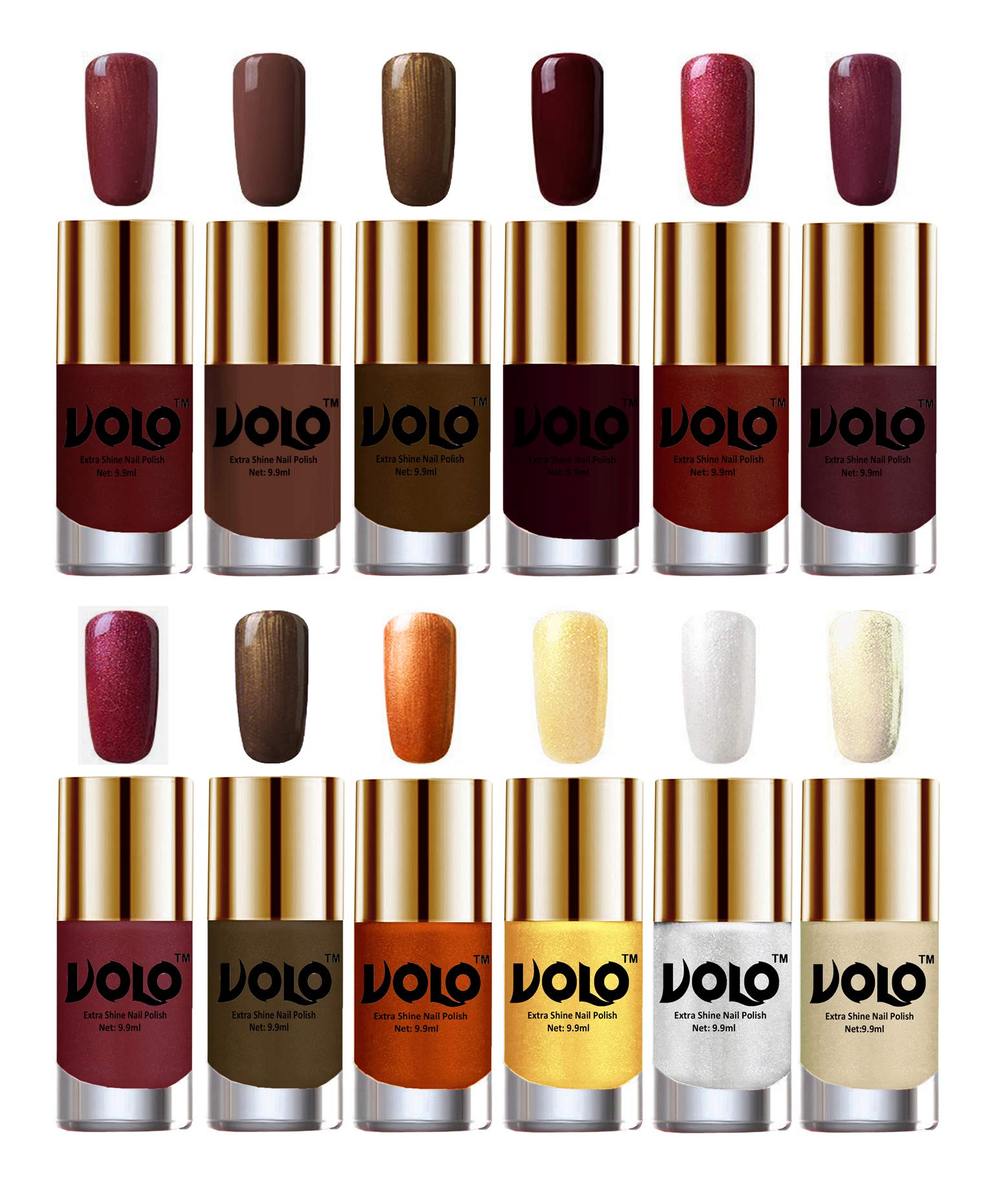 VOLO Luxury Super Shine Nail Polish Set - 12 Vibrant Long Lasting Colors for Manicure & Pedicure | Perfect for Parties, Weddings, Salons & DIY Nail Art at Home