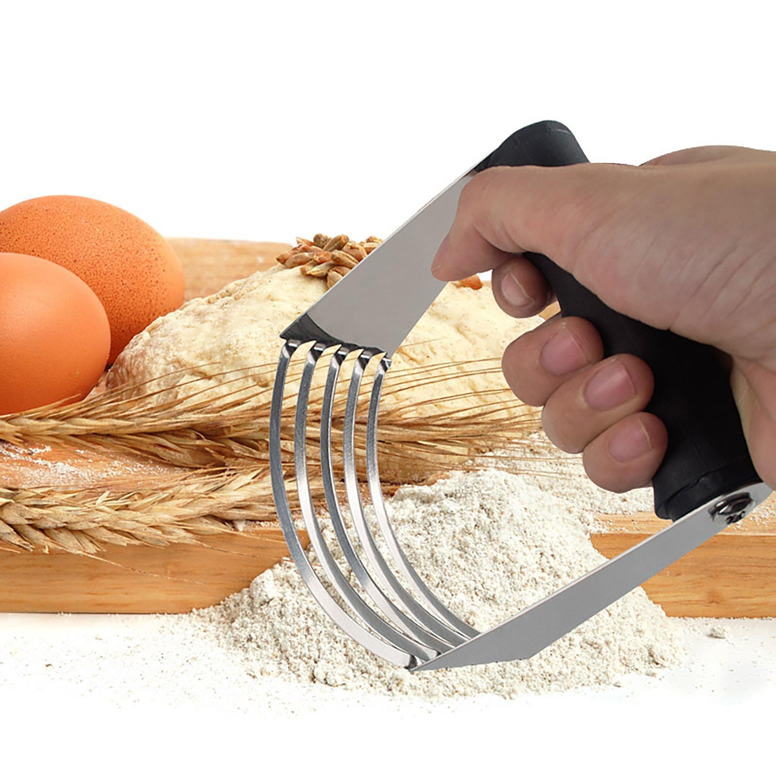 4.6 Inch Stainless Steel Dough Blender & Pastry Cutter - Heavy Duty Baking Tool for Mixing Dough, Cutting Butter - Perfect for Pies, Cookies, Pastries (Silver)