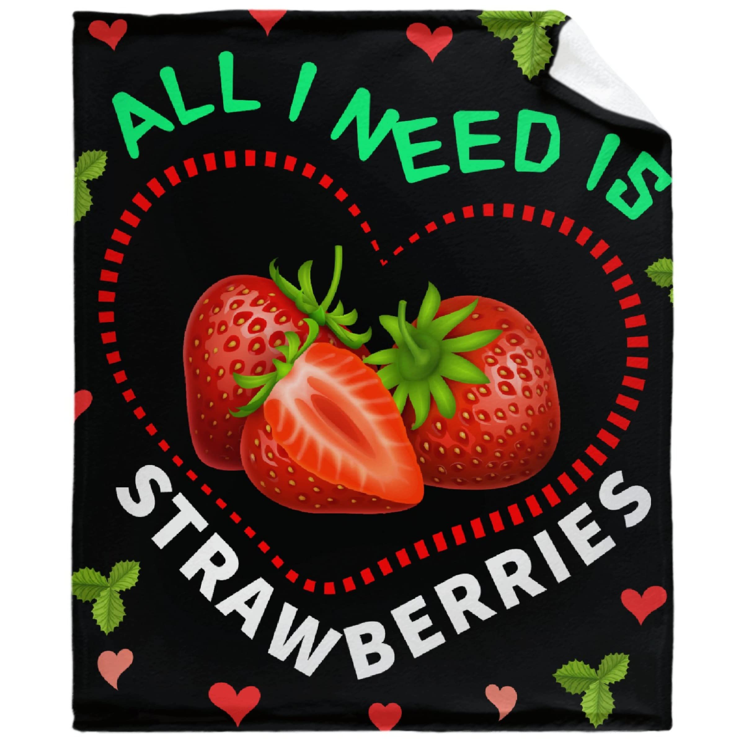 Sumedha Funny Strawberry Throw Blanket - All I Need is Strawberries - Lightweight Super Soft Flannel Blanket 120