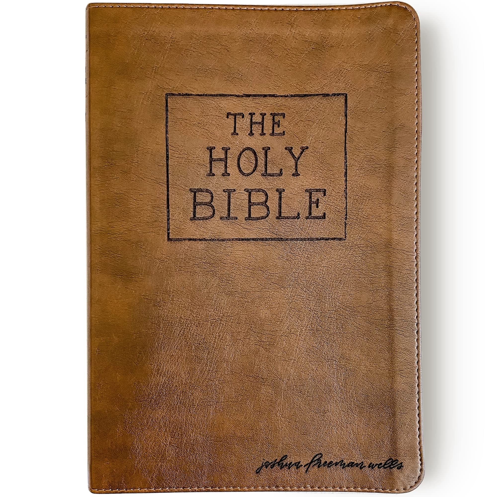Hand Illustrated & Laser Engraved NLT Filament Bible - Brown Leather Cover with Optional Name Engraving | Personalized Christian Gift for Weddings, Baptisms, Graduations, Birthdays & Special Occasions | Perfect for Church, Bible Study & Faith-Based Events
