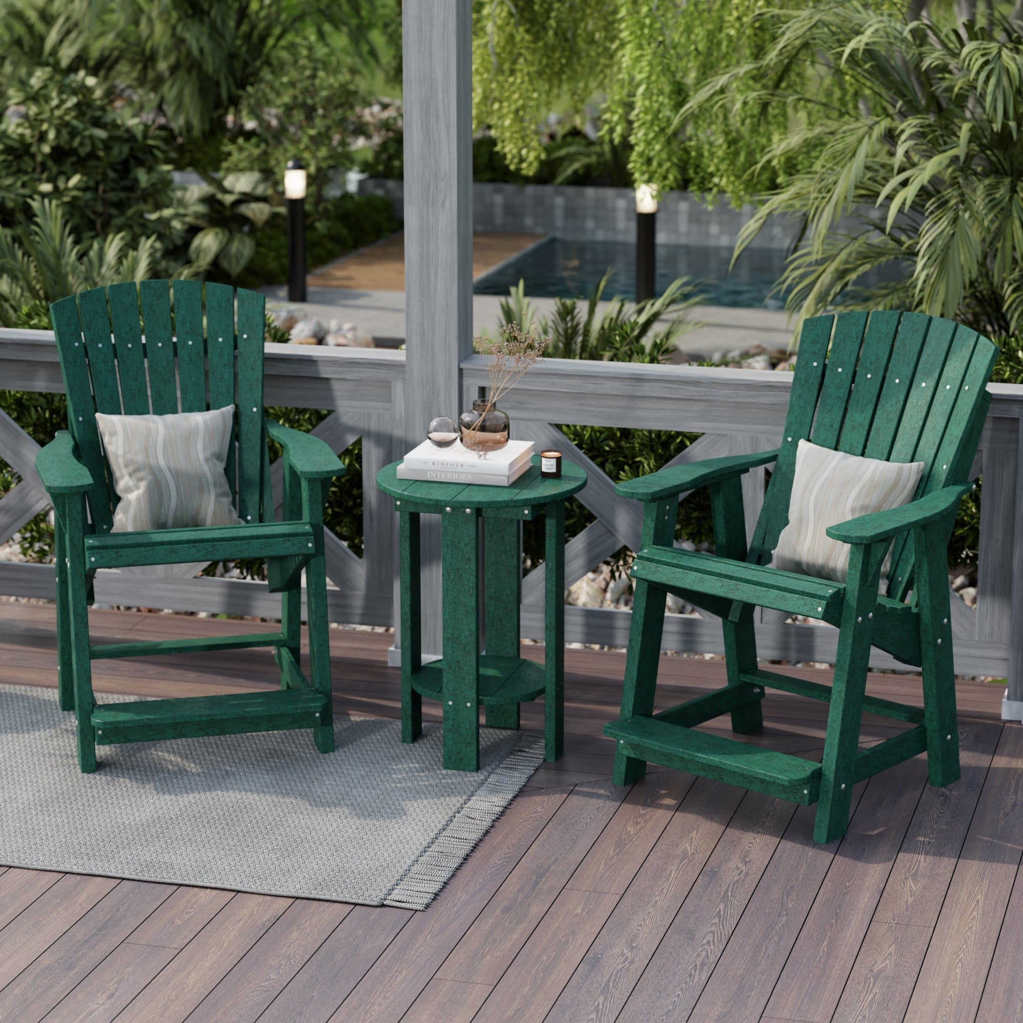 Premium Heritage High Adirondack Chair - Solid Wood Outdoor Patio Furniture for Garden, Deck, Poolside & Backyard Relaxation