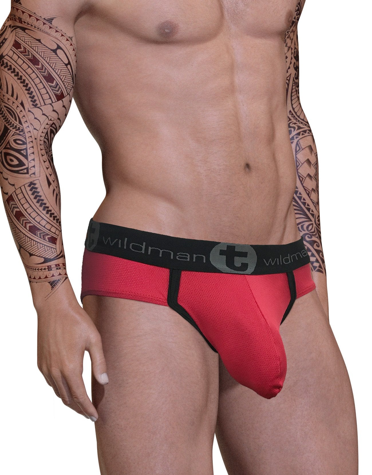WildmanT Red Big Boy Pouch Brief - Men's Comfortable Underwear for Daily Wear, Gym & Sports | Soft Cotton Stretch Boxer Briefs with Support Pouch
