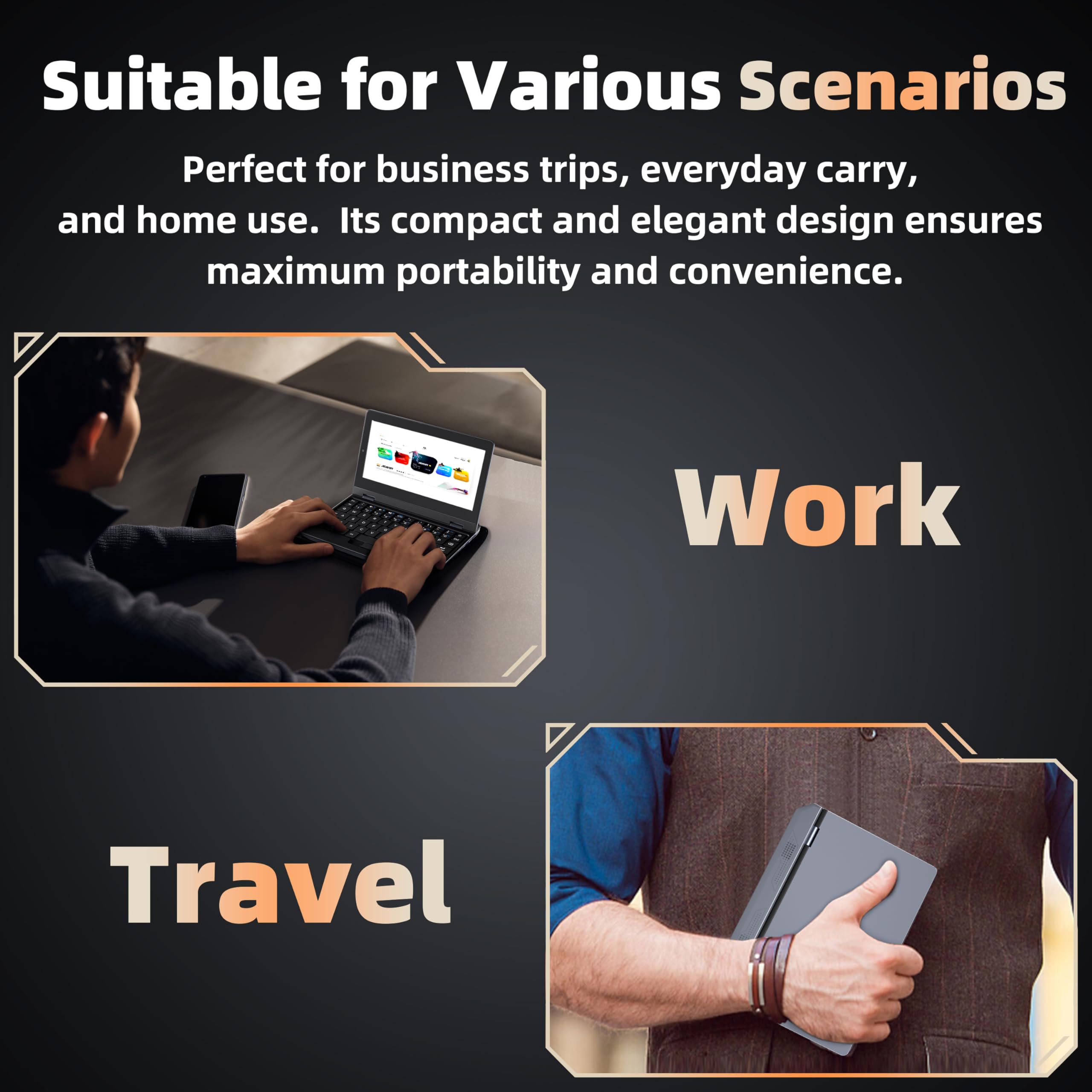 Fsjun 7.0'' Mini Laptop - Metal Touchscreen Ultrabook with Intel Celeron Processor (Up to 2.6GHz), 12GB RAM, 512GB SSD, Windows 11 Pro, Pre-Installed Office 2019, Built-in Webcam, Mini HDMI & WiFi - Ultra-Light Portable Notebook for Business Travel, Remote Work & On-the-Go Productivity