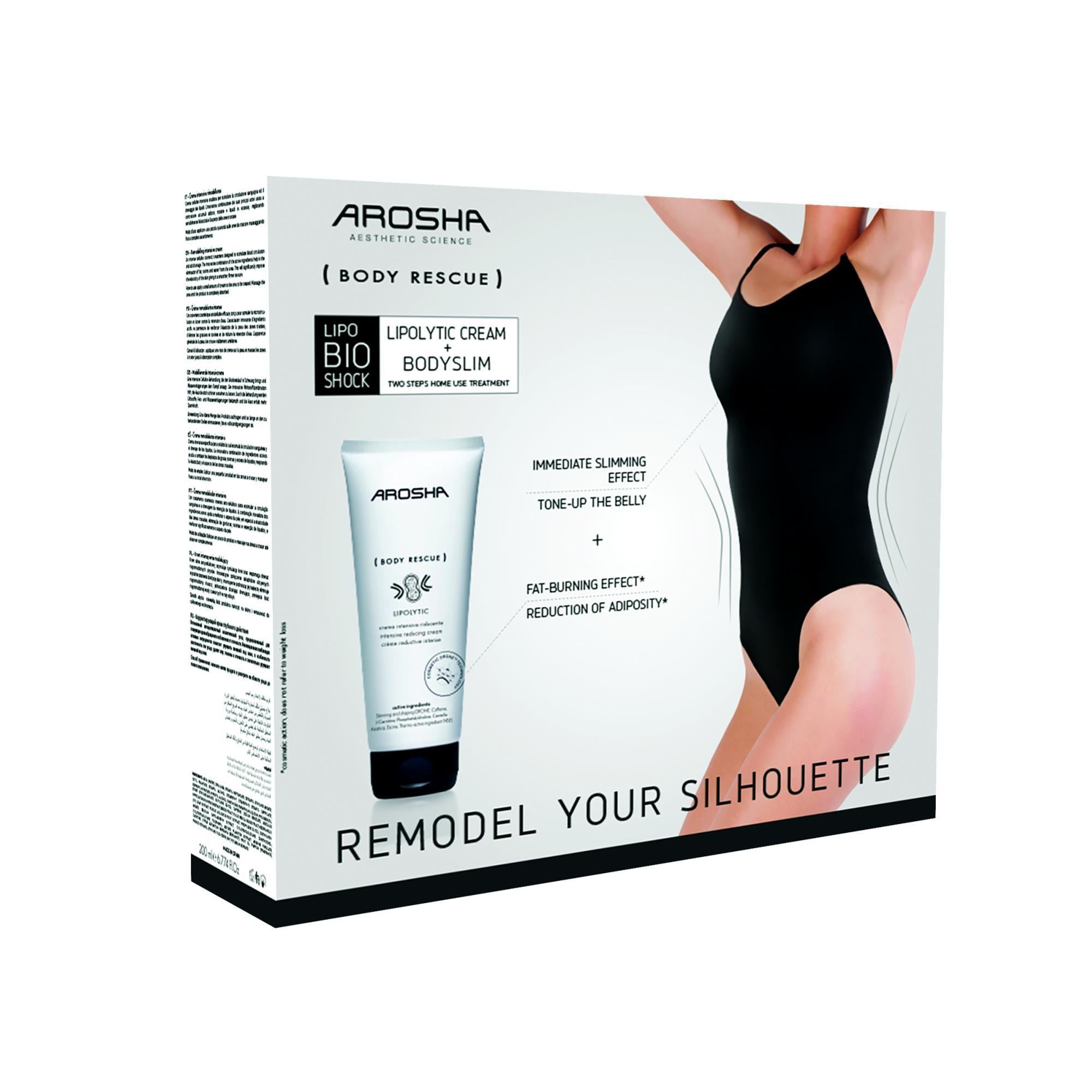 Arosha Lipo Bio Shock Pack - Body Rescue Lipolytic Cream & Slimming Suit XXL for Weight Loss & Cellulite Reduction - Perfect for Home Spa & Body Contouring Treatments
