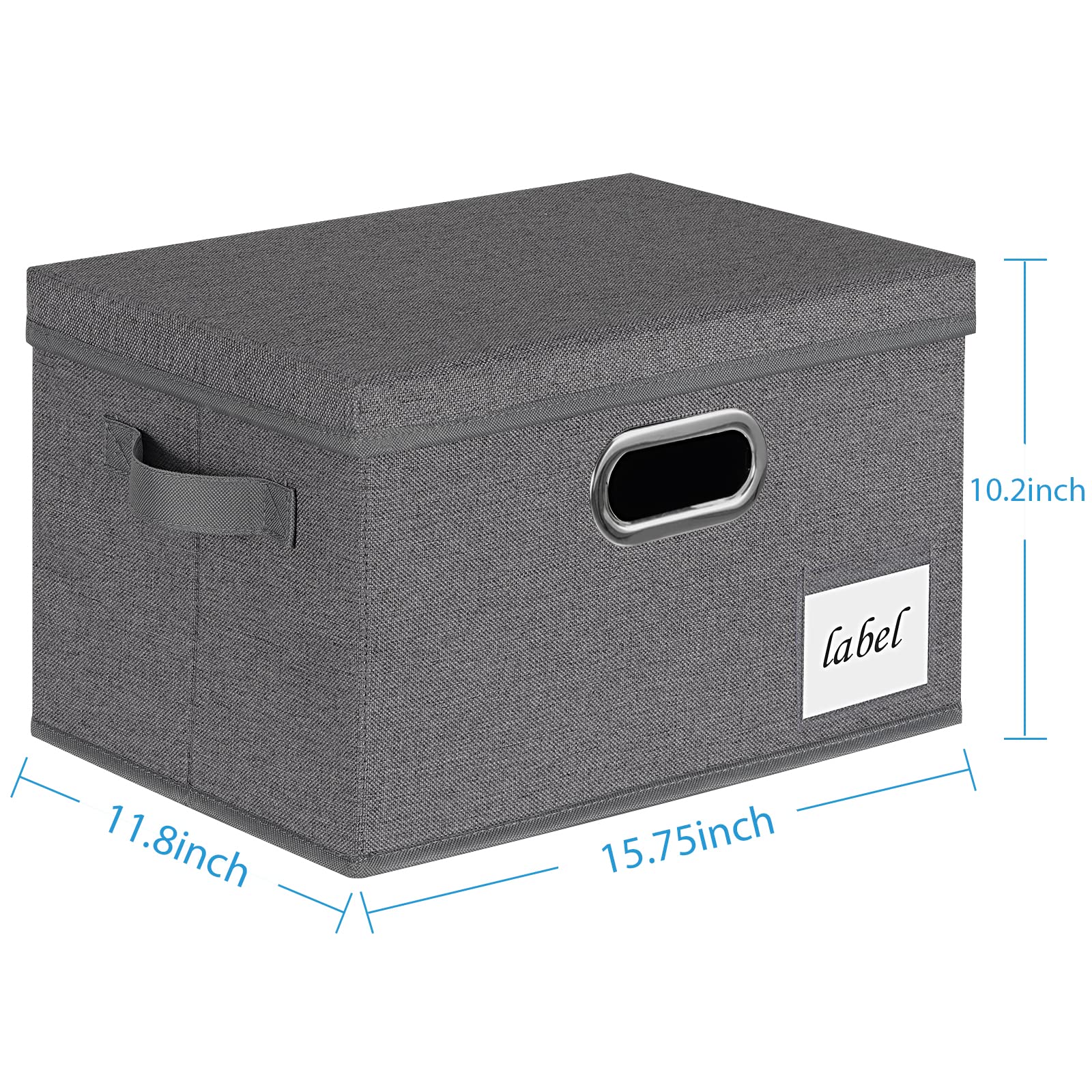 Extra Large Foldable Fabric Storage Bins with Lids - 3 Handles & Labels - Sturdy Closet Organizer for Home, Bedroom, Office - Perfect for Seasonal Clothes, Toys & Blankets (Grey)