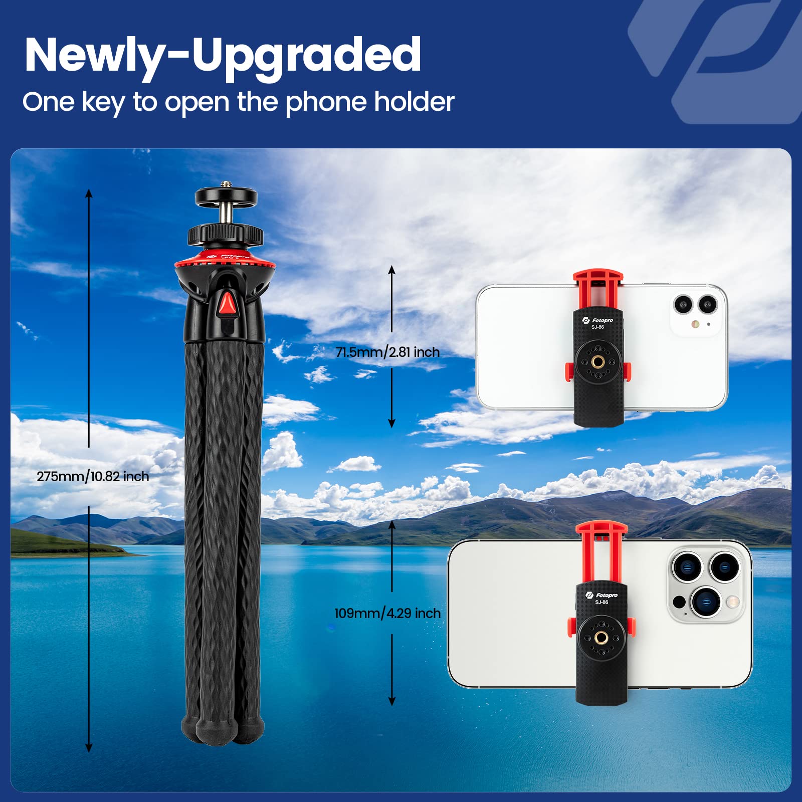 Fotopro Flexible Tripod with Wireless Remote for Smartphones - Waterproof, Durable & Portable Phone Tripod Stand for Travel, Live Streaming, Vlogging, YouTube Videos & Outdoor Photography