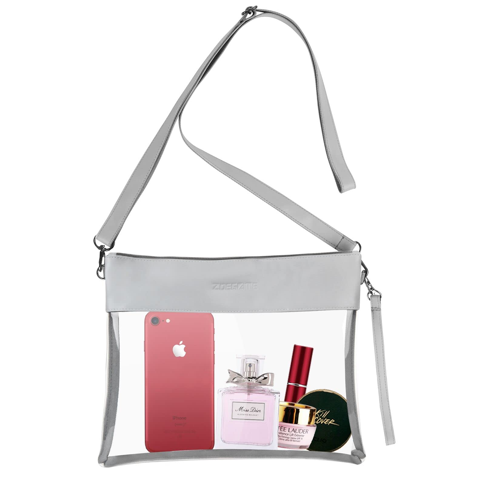 Stadium Approved Clear Crossbody Purse - Transparent Shoulder Bag for Concerts & Events with 5 Fun Stickers | Perfect for Music Festivals, Sports Games & Travel Security Checks
