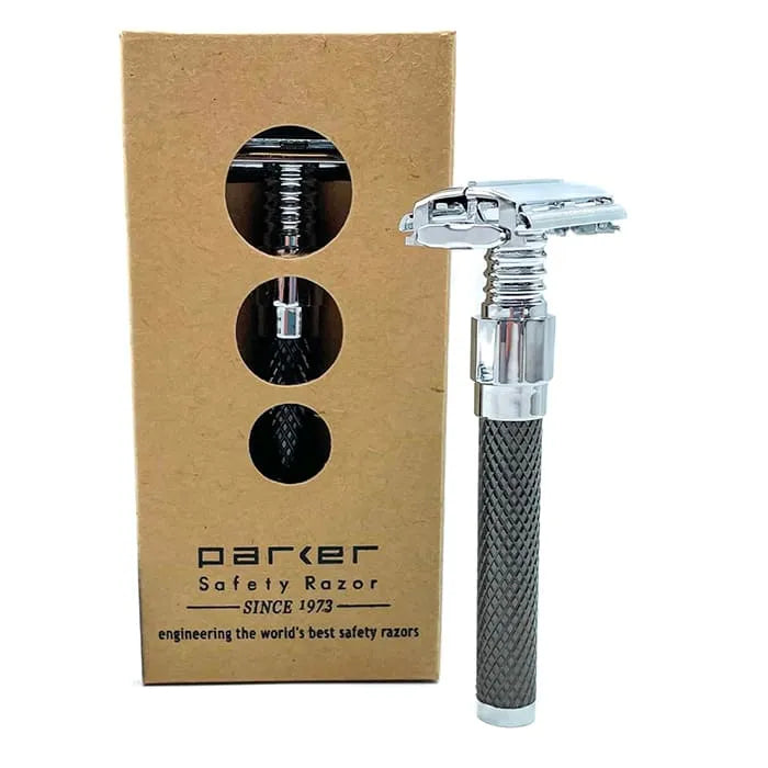 Parker 92R Butterfly Safety Razor for Men - Stainless Steel Double Edge Razor with Classic Handle - Perfect for Shaving, Grooming & Travel